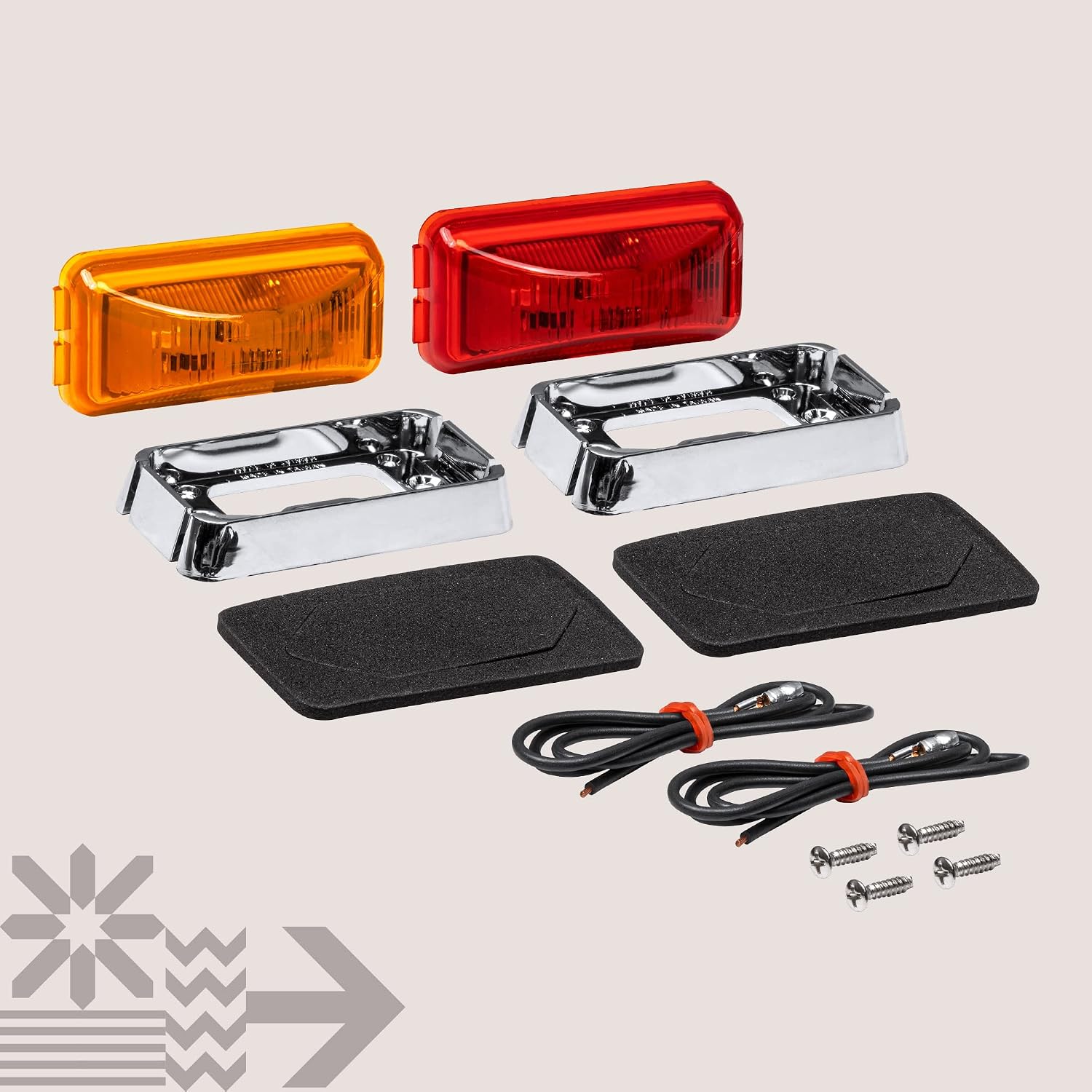 TRUE MODS 2pc 2.5" Amber Rectangle LED Trailer Marker Lights for Truck RV