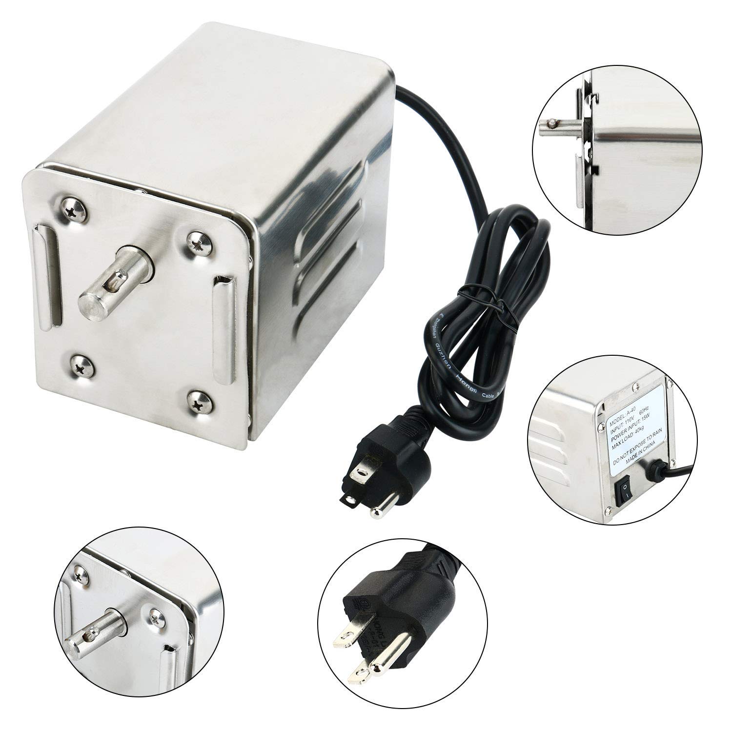 YaeTek 40KG 110V Electric Roaster Motor BBQ Rotisserie Barbecue Motor for Roast Meat Grill Roaster Accessories Outdoor Rotisserie