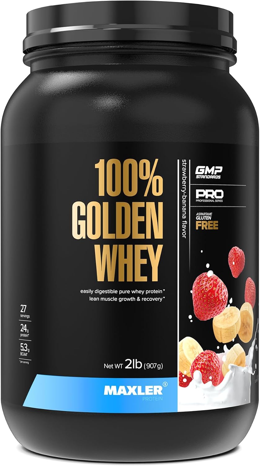 100% Golden Whey Protein - 24g of Protein per Serving - Whey Protein Powder for Pre Post Workout - Fast-Absorbing Whey Concentrate, Isolate & Hydrolysate Blend - Vanilla Ice Cream 2 lb