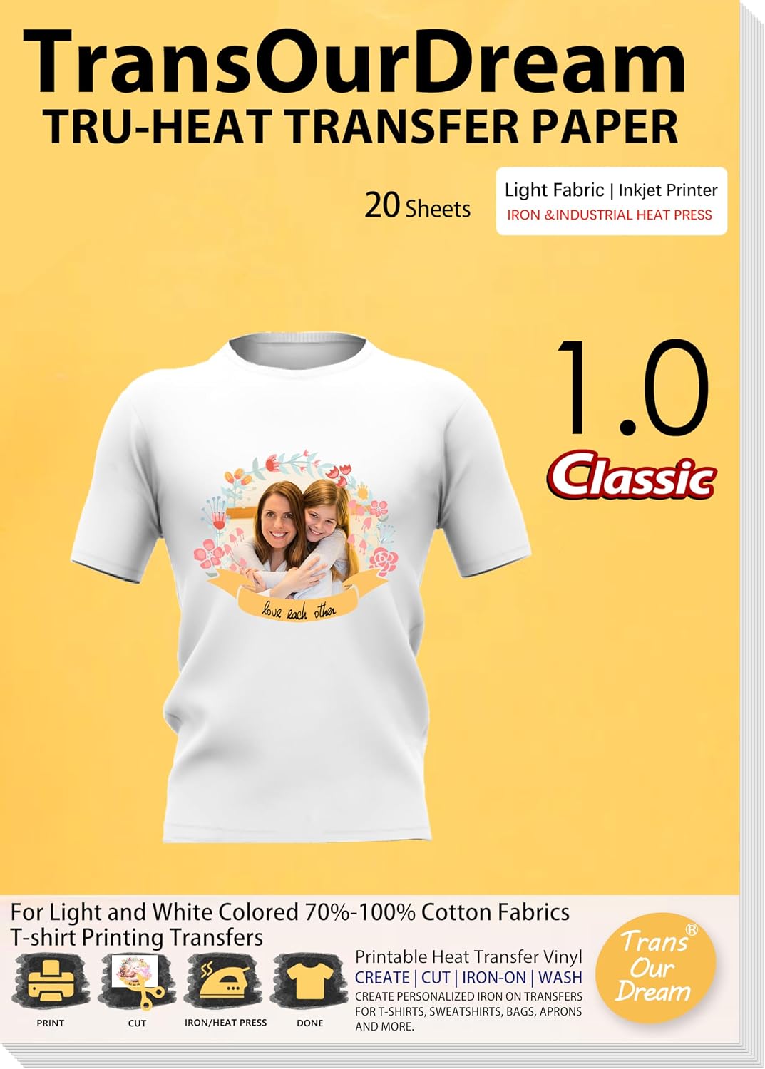 TransOurDream Heat Transfer Paper for T Shirts (20 Sheets