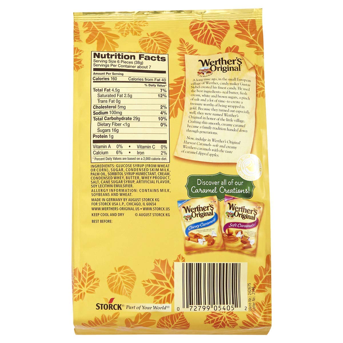 Werther's Original Caramel Coffee Hard Candy - Individually Wrapped Hard Candies for Halloween, Parties, or Snacks - 2.65 oz Bags (Pack of 3)