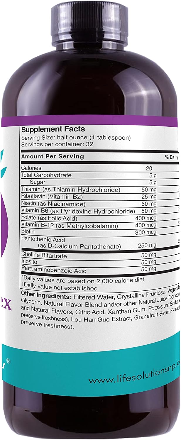 Life Solutions - Liquid Super B-Complex - 16 Oz. Naturally Support Your Body's Energy Levels and Metabolism
