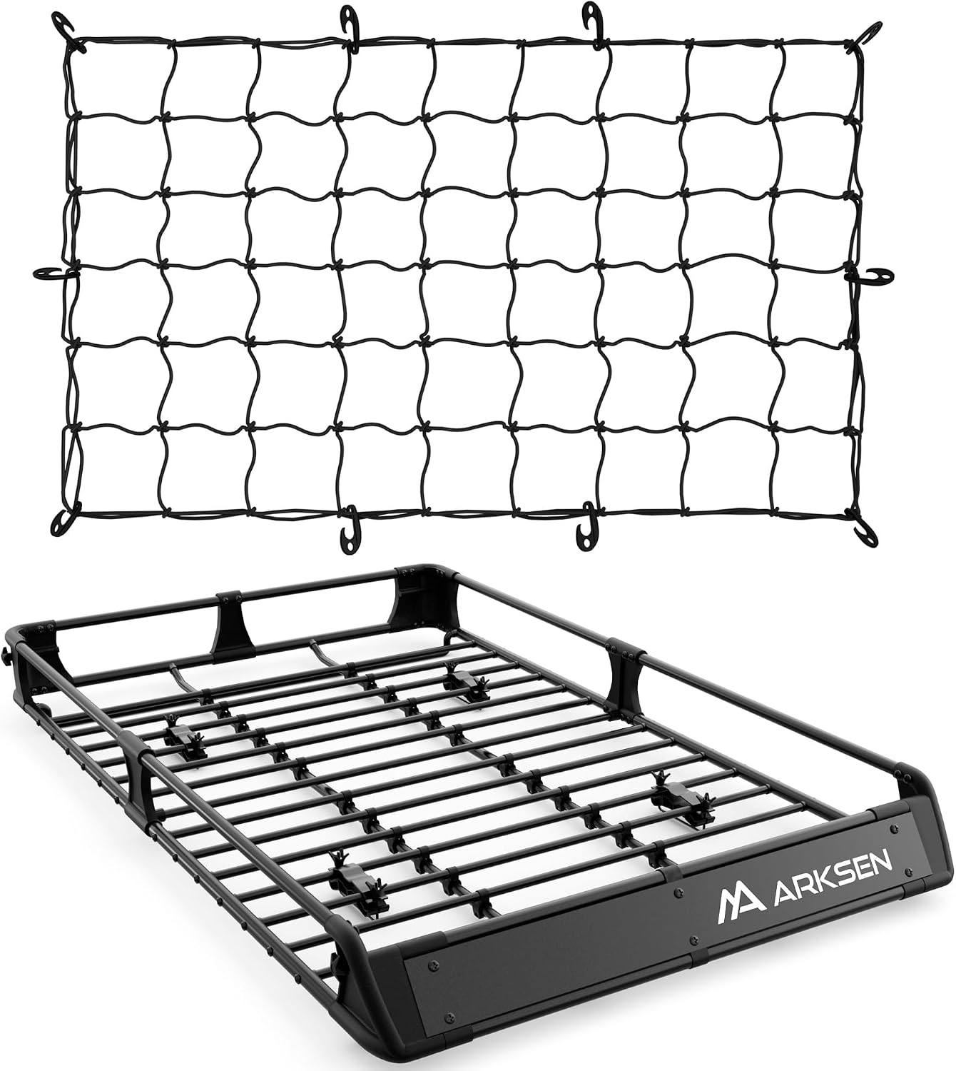 2-in-1 Foldable Fairing Roof Rack Cargo Basket (Deflector & Flat Mode), 64" x 39" Heavy Duty Steel Rooftop Carrier, 250 lbs Max Load, Fits SUV Truck Pickup for Kayaks, Canoes & Luggage