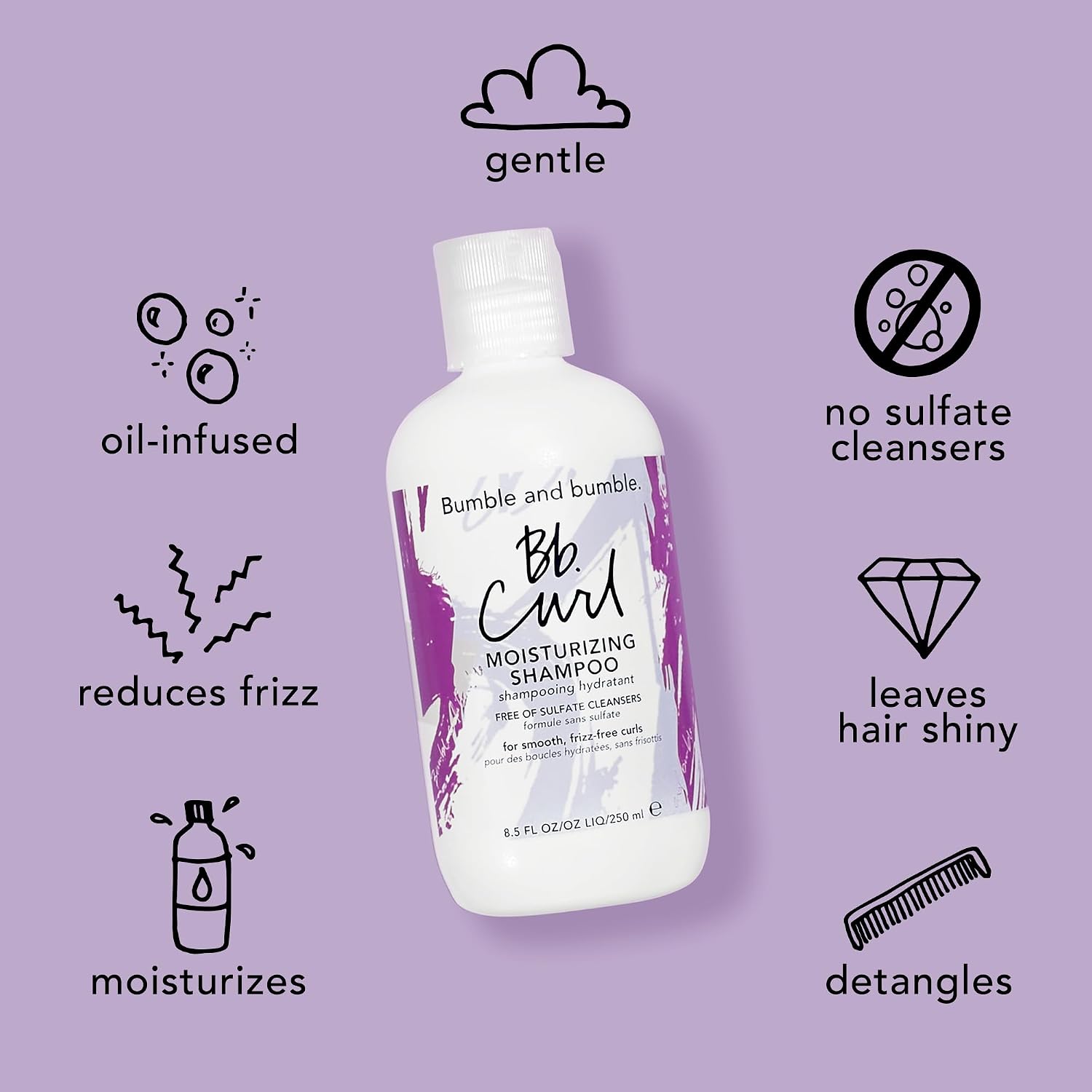 Bumble and bumble. Curl Moisturizing Shampoo | Gently Cleanses Coils, Curls, Waves | Anti Frizz | Sulfate Cleanser Free | With Jojoba