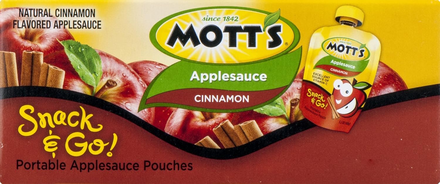 Mott's Cinnamon Applesauce, 3.2 oz clear pouches, 12 count