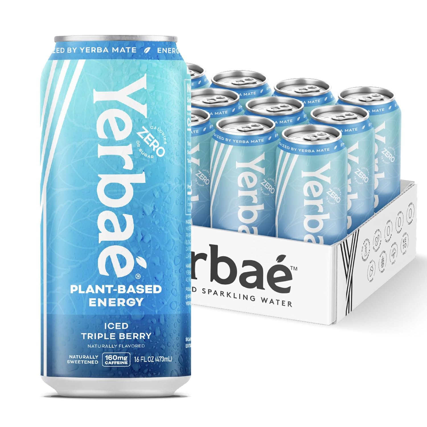 Yerbaé Energy Seltzer - Variety Performance Pack. No Sugar/Calories/Carbs. Energized by Yerba Mate Naturally Caffeinated Plant-Based, Healthy Alternative to Coffee/Sugary Sodas, Pack of 12, 12oz cans