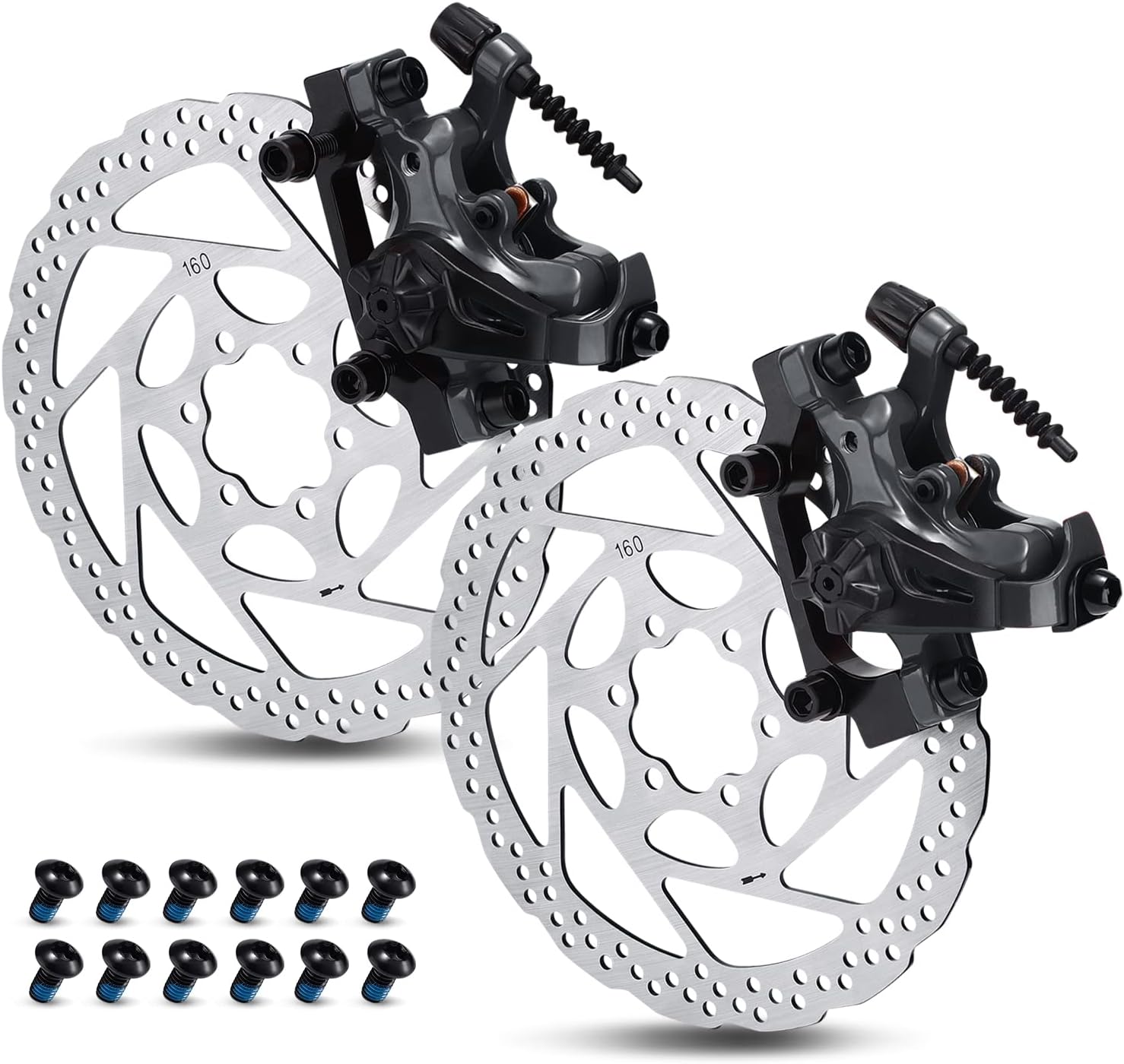 TOBWOLF MTB Cable Disc Brake Kit, Front Rear Calipers with 160mm Rotors