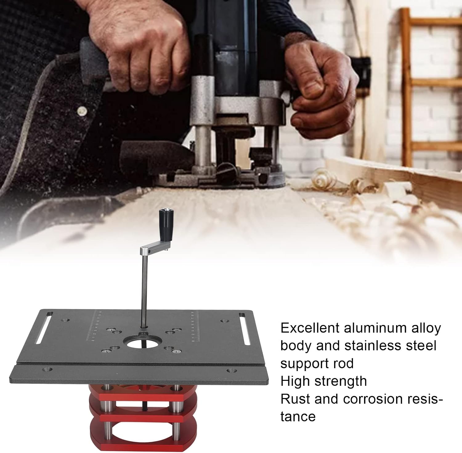 Kreg Router Table Lift Compatible, Aluminum Alloy Manual Router System Kit with Crank Handle for Easy Adjustment, Ideal for Small Trimming Machines Silver