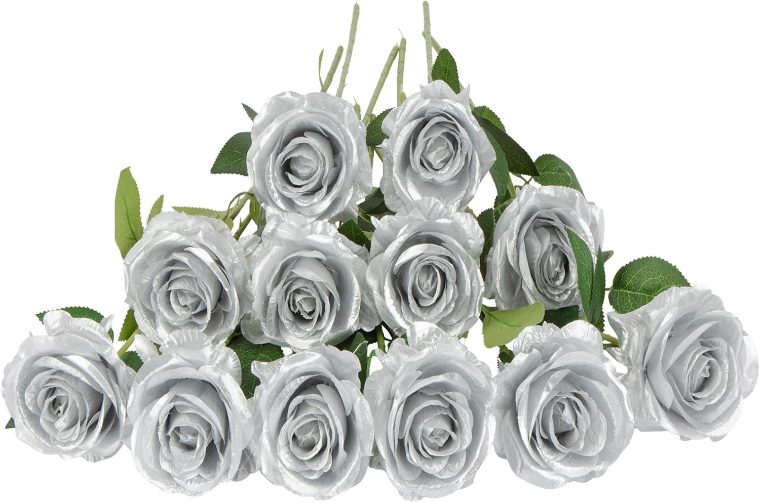 12 PCS Artificial Flowers Roses Silk Flowers Fake Long Stem Artificial Roses for Home Wedding Decorations (Yellow)