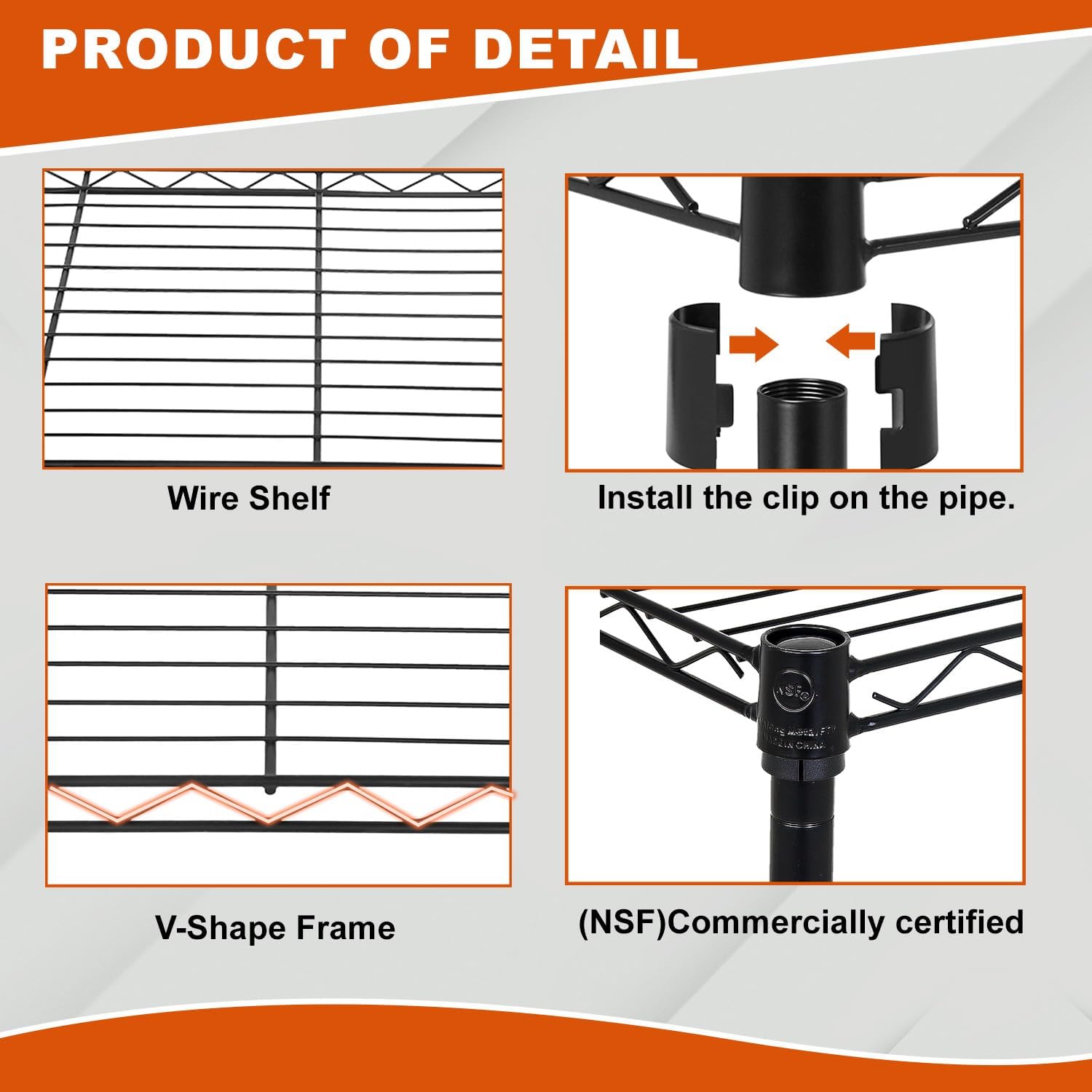 PayLessHere | 6-Tier Wire Shelf with Wheels | 45"x18"x82" | Black
