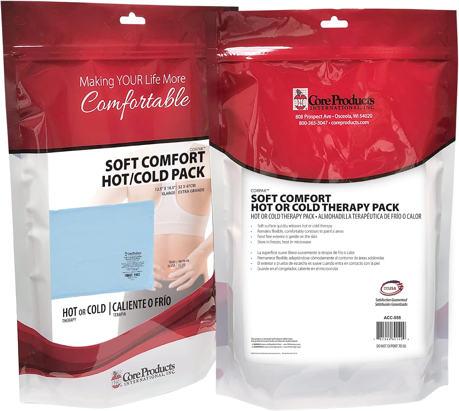 Reusable Hot & Cold Therapy Pack for Knee Back & Shoulder Pain-Trisectional | Flexible reusable therapy pack delivers soothing hot or cold therapy to help relieve pain, swelling, and muscle soreness.