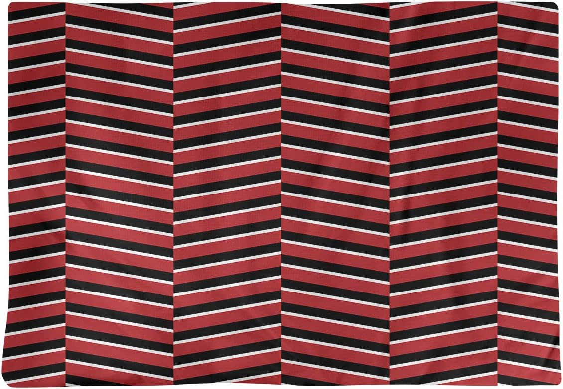 Dana Strider Black & Color Fractured Stripes Table Placemat, 18 x 14, Red