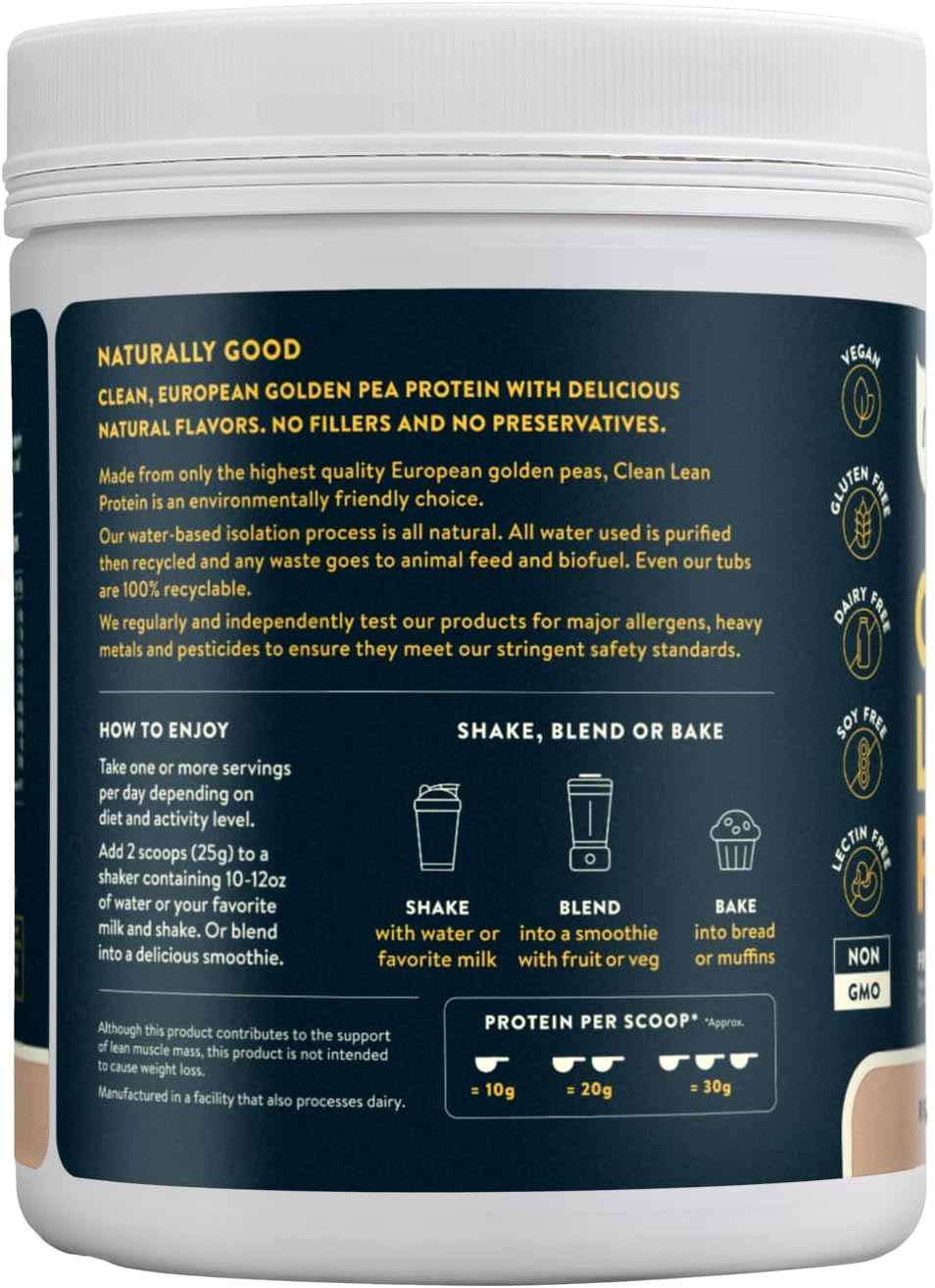Nuzest Clean Lean Protein - Vegan Pea Protein Powder Rich Chocolate 1.1 lb | 20 Servings with 18g Protein Plant Based Protein Powder, Only 4 Ingredients, Dairy Free, Gluten Free, GMO Free, Protein Shake