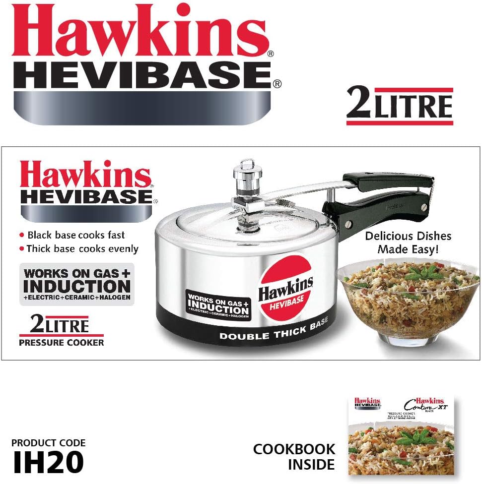 Hawkins Aluminium 5 Litre Hevibase Pressure Cooker, Induction Inner Lid Cooker, Silver (Ih50)