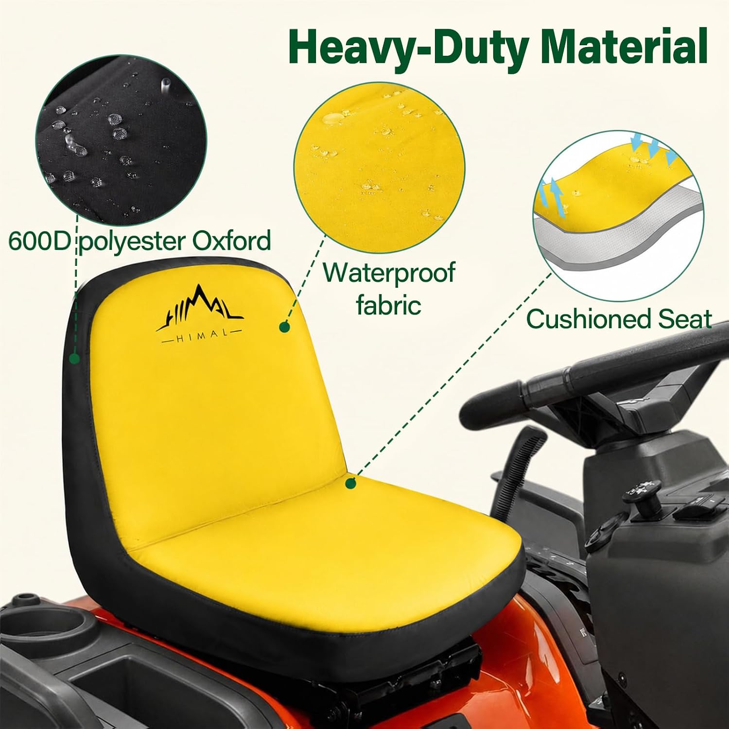 Himal Riding Lawn Mower Seat Cover, Durable 600D Polyester Oxford Durable Tractor Seat Cover,Large