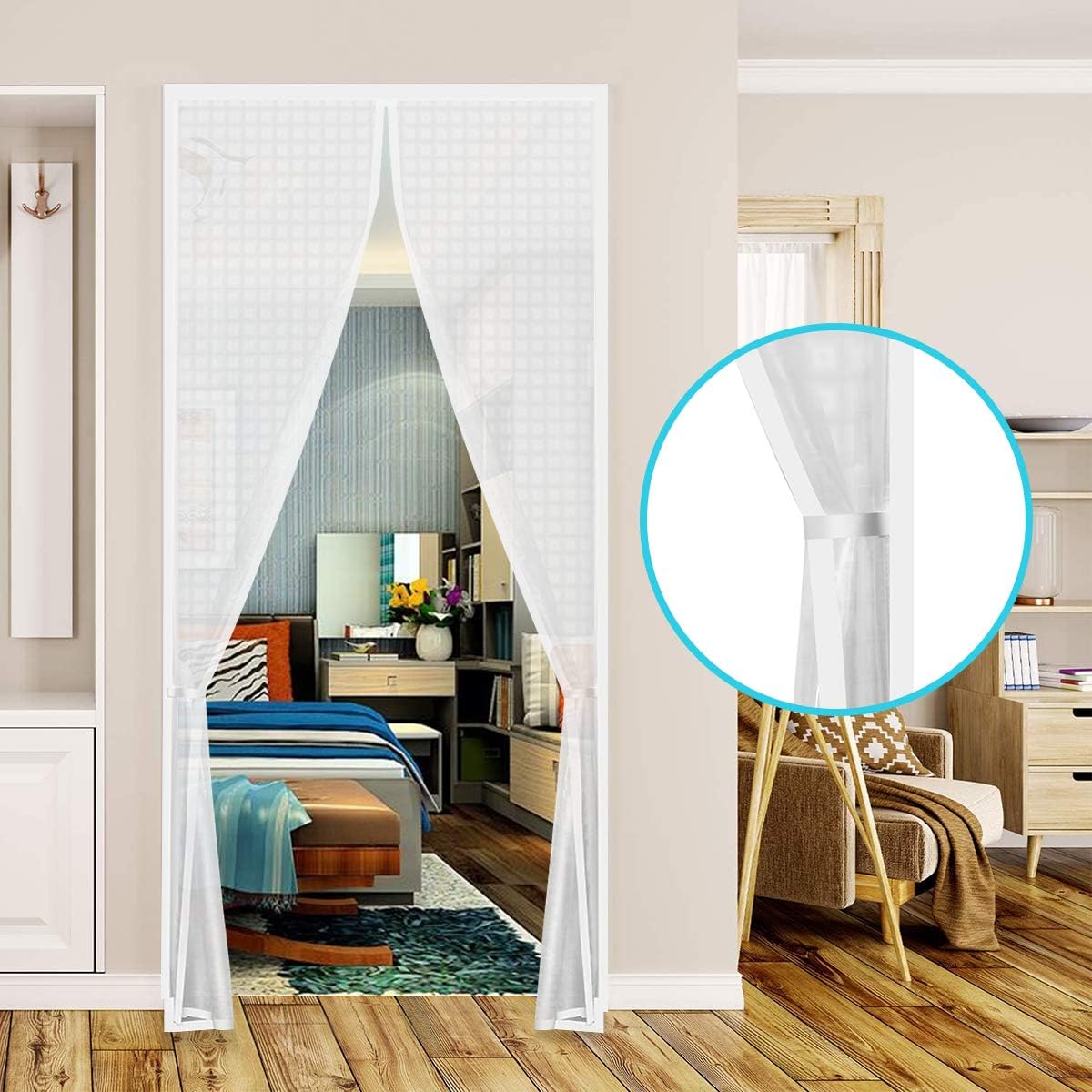Insulated Door Curtain, Thermal Magnetic Self-Sealing Door Screen Winter Stop Draft Keep Cold Out Cover for Kitchen, Bedroom, Air Conditioner Room