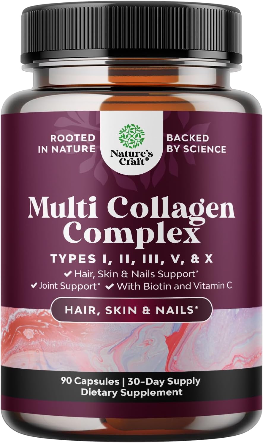 Advanced Multi Collagen Complex - Ageless Multi Collagen Peptides Supplements with Type 1 2 3 5 & X & Biotin for Hair