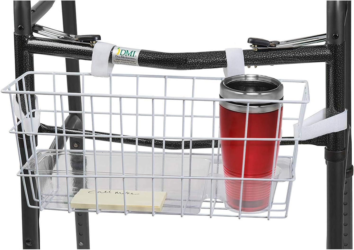 HealthSmart Durable Walker Accessories Basket For Walker | No Tools Needed | Secure Cup Holder & Tray | Walker Accessories Bag - Easy Installation