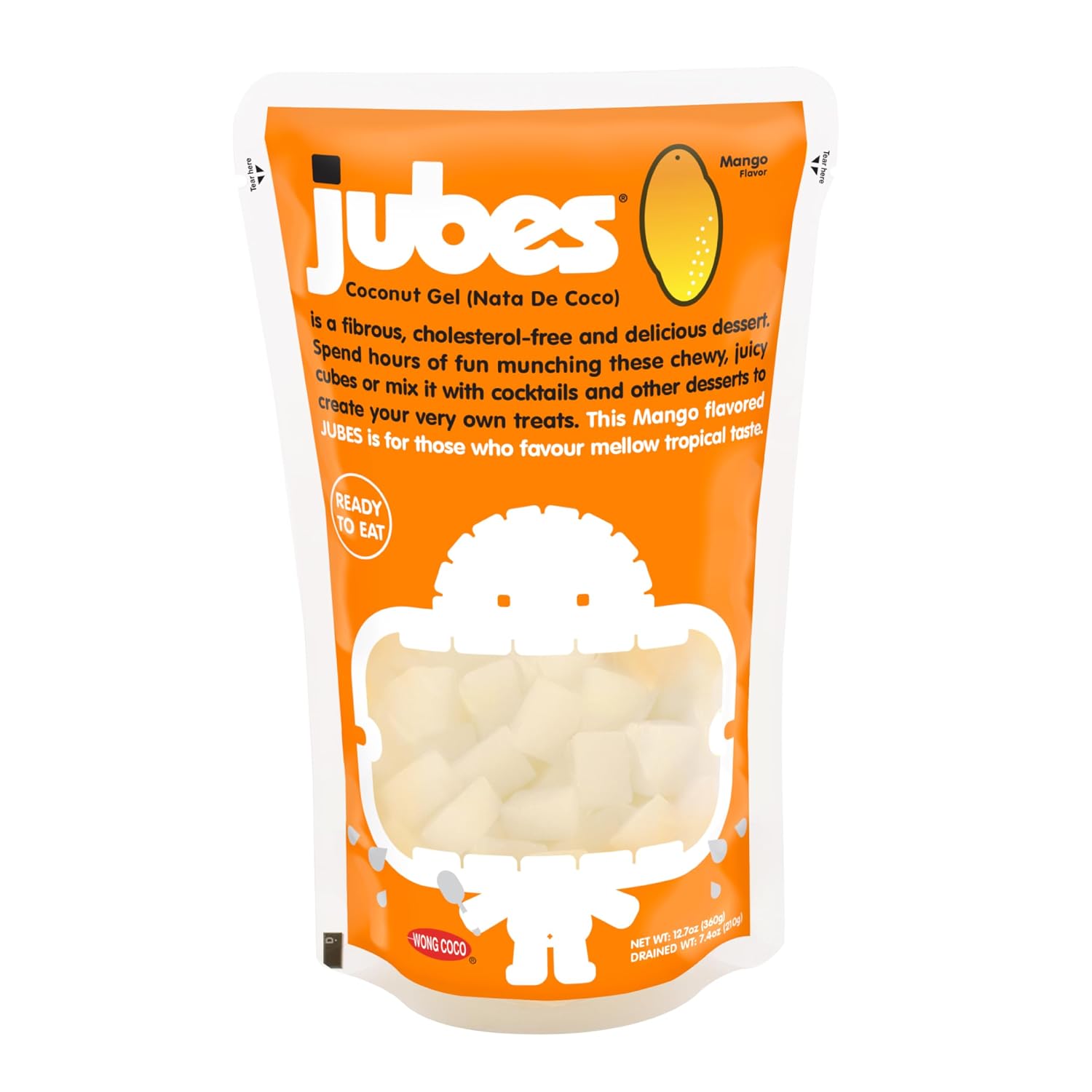 Jubes Pandan Nata De Coco Jelly Cubes (12.7 oz, Pack of 3) - Pandan Coconut Jelly Cubes for Sago - Coconut Gel in Syrup Toppings for Fruit Tea, Boba, Bubble Tea, Drinks, Desserts Yogurt, Ice Cream, Beverage