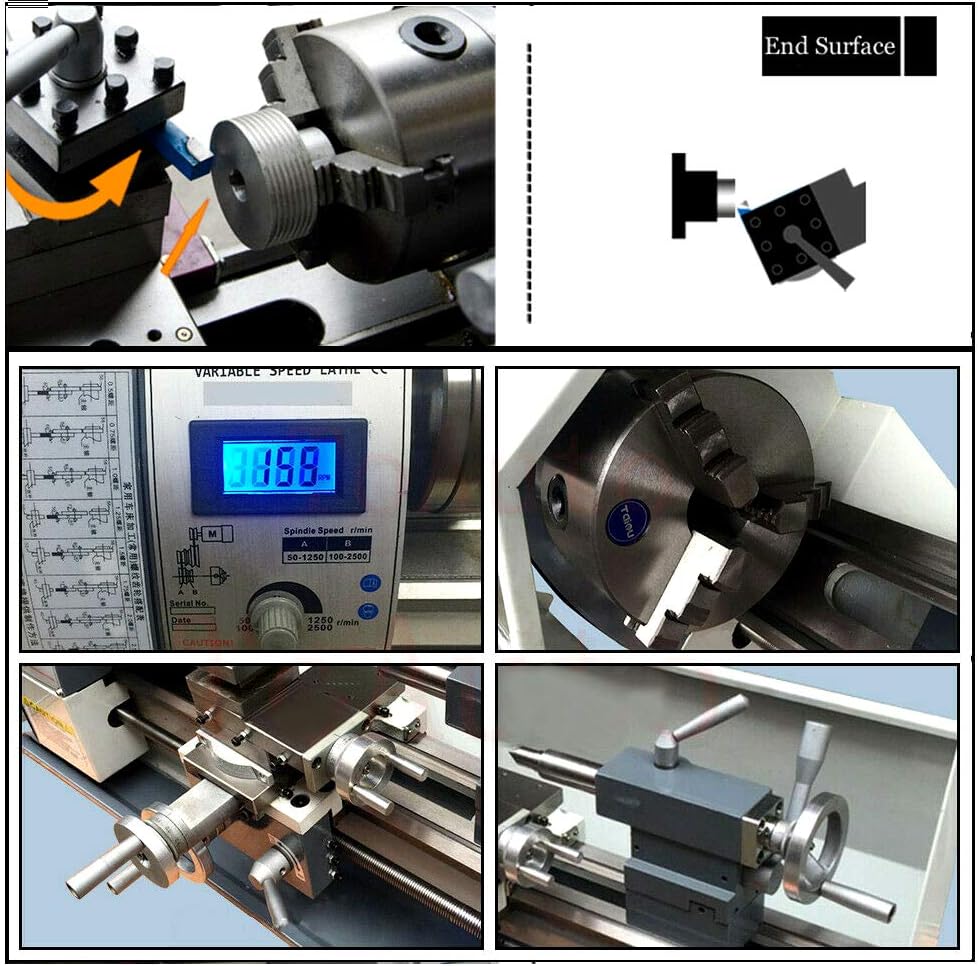 TECHTONGDA Metal Lathe Mini Precision Bench Lathe Inch Thread 600W Brushless Motor DIY Turning Machine DIY Mini Lathe