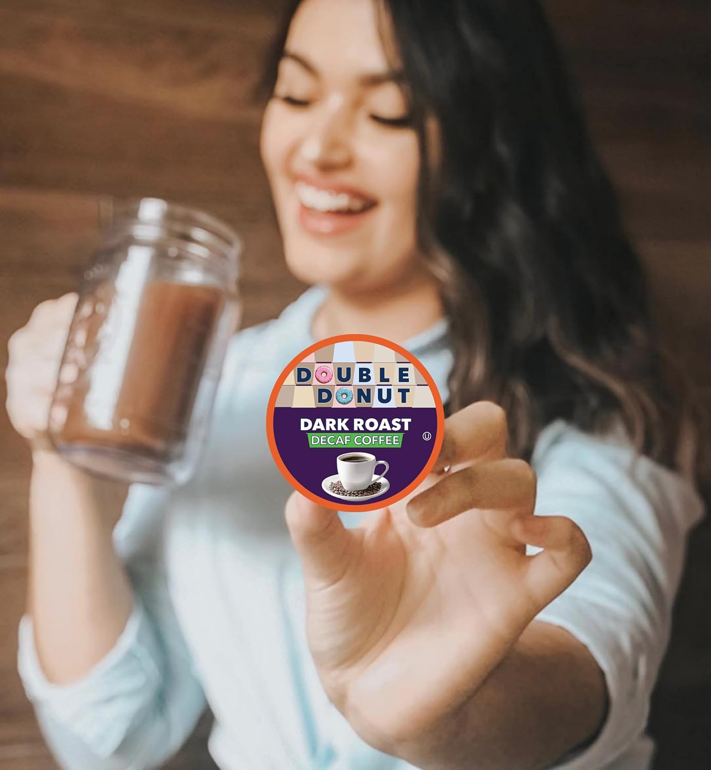 Double Donut Coffee Double Donut Medium Roast Decaf Coffee Pods, Classic, for Keurig K-Cup Machines, 24 Single-Serve Capsules per Box