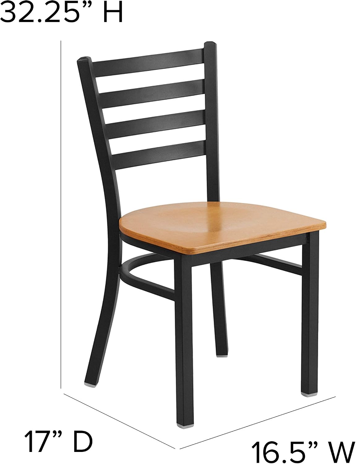 Flash Furniture Hercules Series Commercial Ladder Back Restaurant Chairs, Modern Lightweight Metal Dining Chairs with Padded Seats, Set of 2, Black
