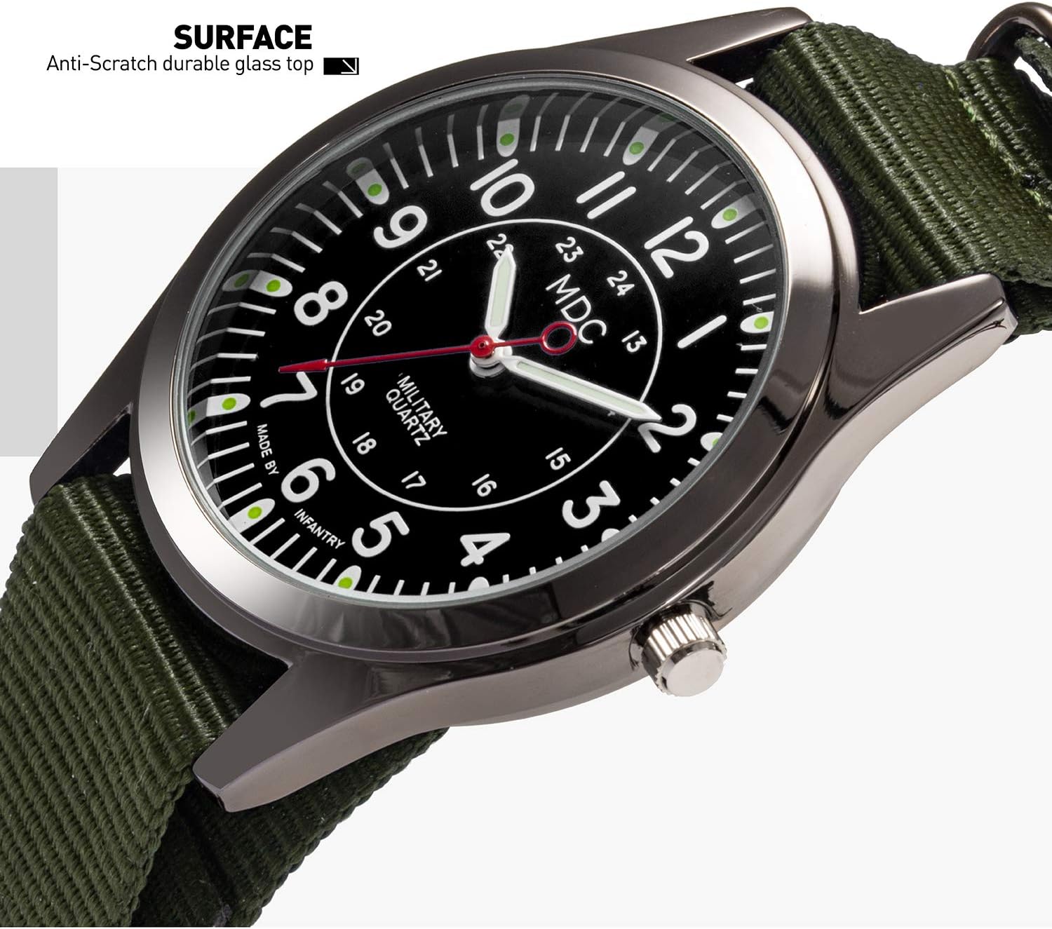 Infantry MDC Mens Military Field Watch, Japanese Quartz, Slip-Thru Nylon