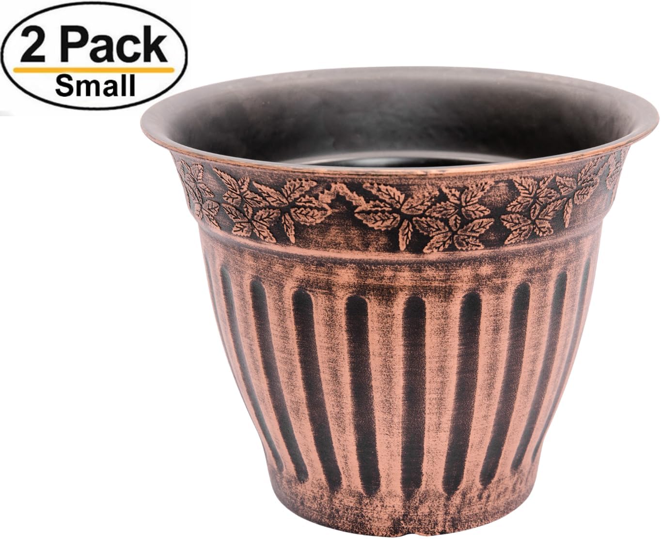 Doric Order Inspired Set of 2 Fancy Plastic Planters 10X8 in Nursery Flowerpot for Indoor Outdoor Garden Patio Office Home Decor Long Lasting