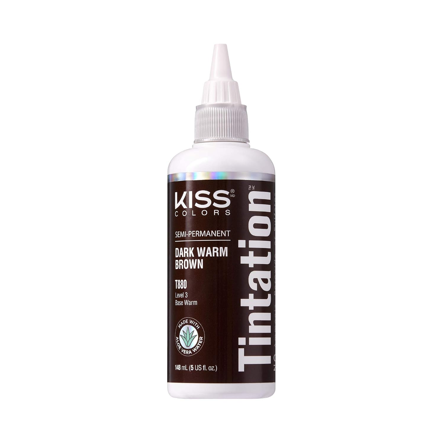 Red by Kiss Tintation Semi-Permanent Hair Color, Aloe Vera Water Based, Argan Oil, Olive Oil, Collagen & Keratin, Long-Lasting Color Dye (Honey Brown, 5 Fl Oz)