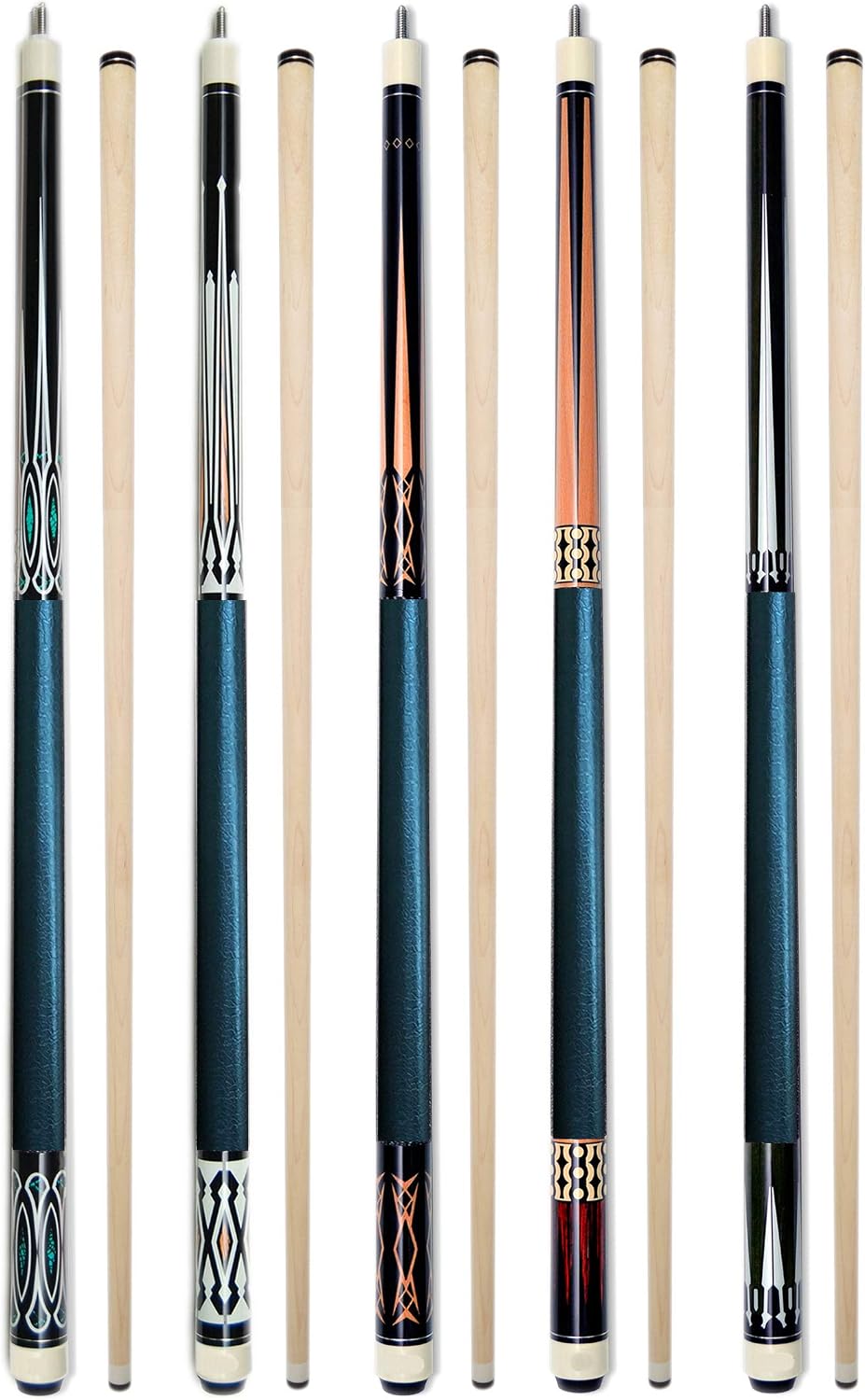 Set of 5 Pool Cues Billiard House Bar Pool Cue Sticks