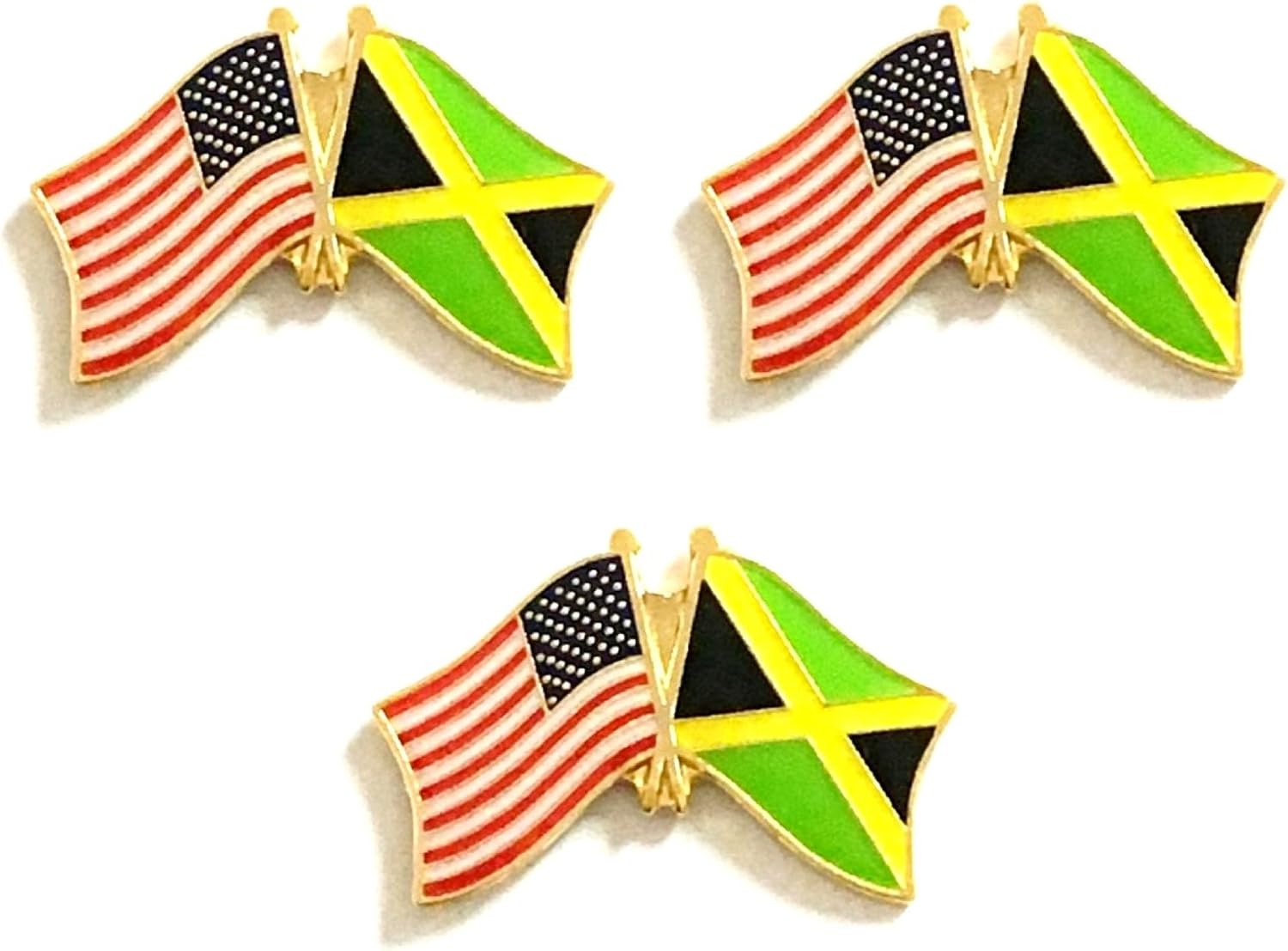 3 National Country Flag Crossed Enamel Flag Pins Pack of 3 Friendship Double Flags