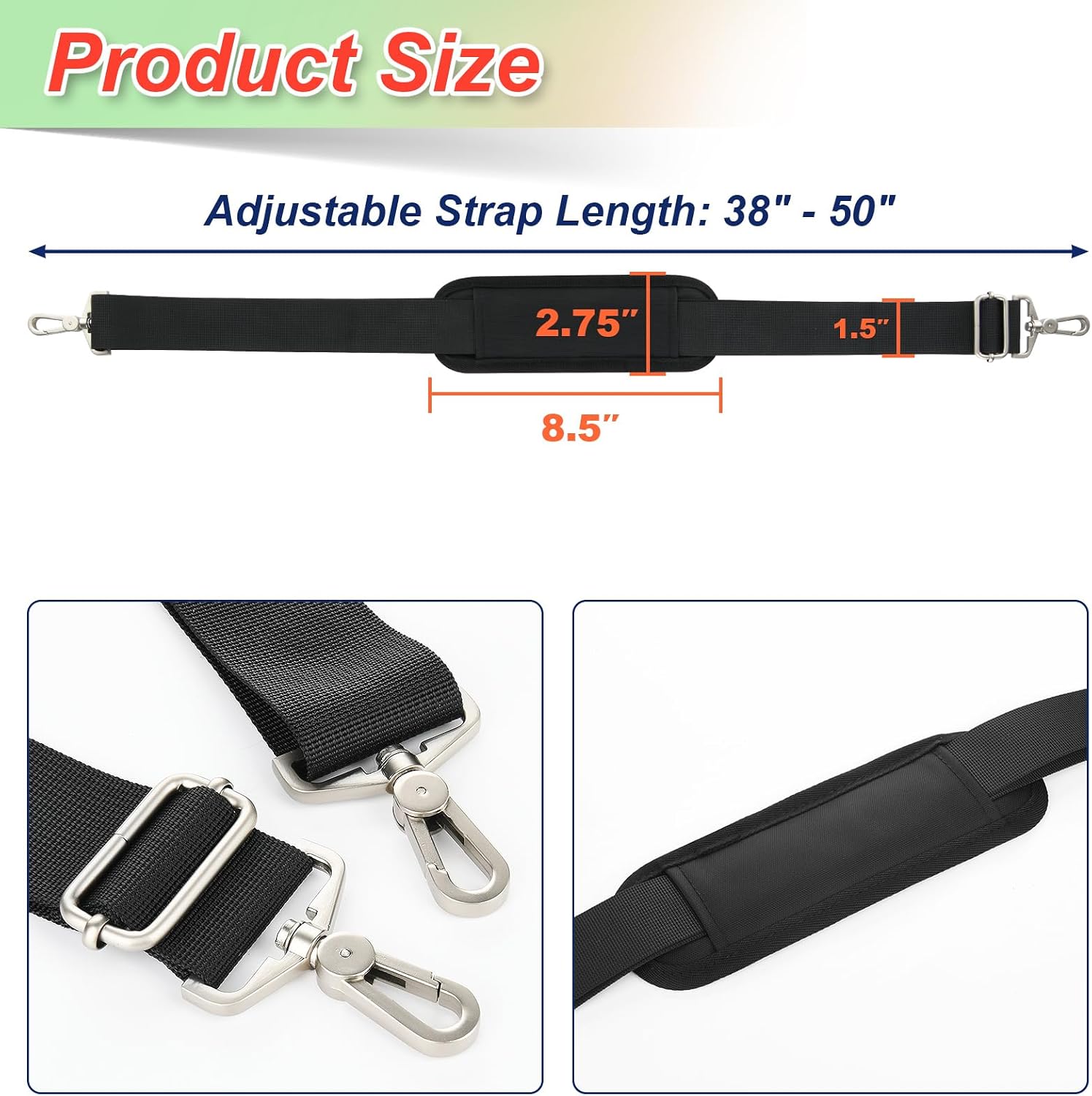 Cosmos Bag Strap Replacement Shoulder Strap - Crossbody Universal Shoulder Strap for Travel Bag Duffel Bag Briefcase Luggage Laptop Bag Messenger Bag