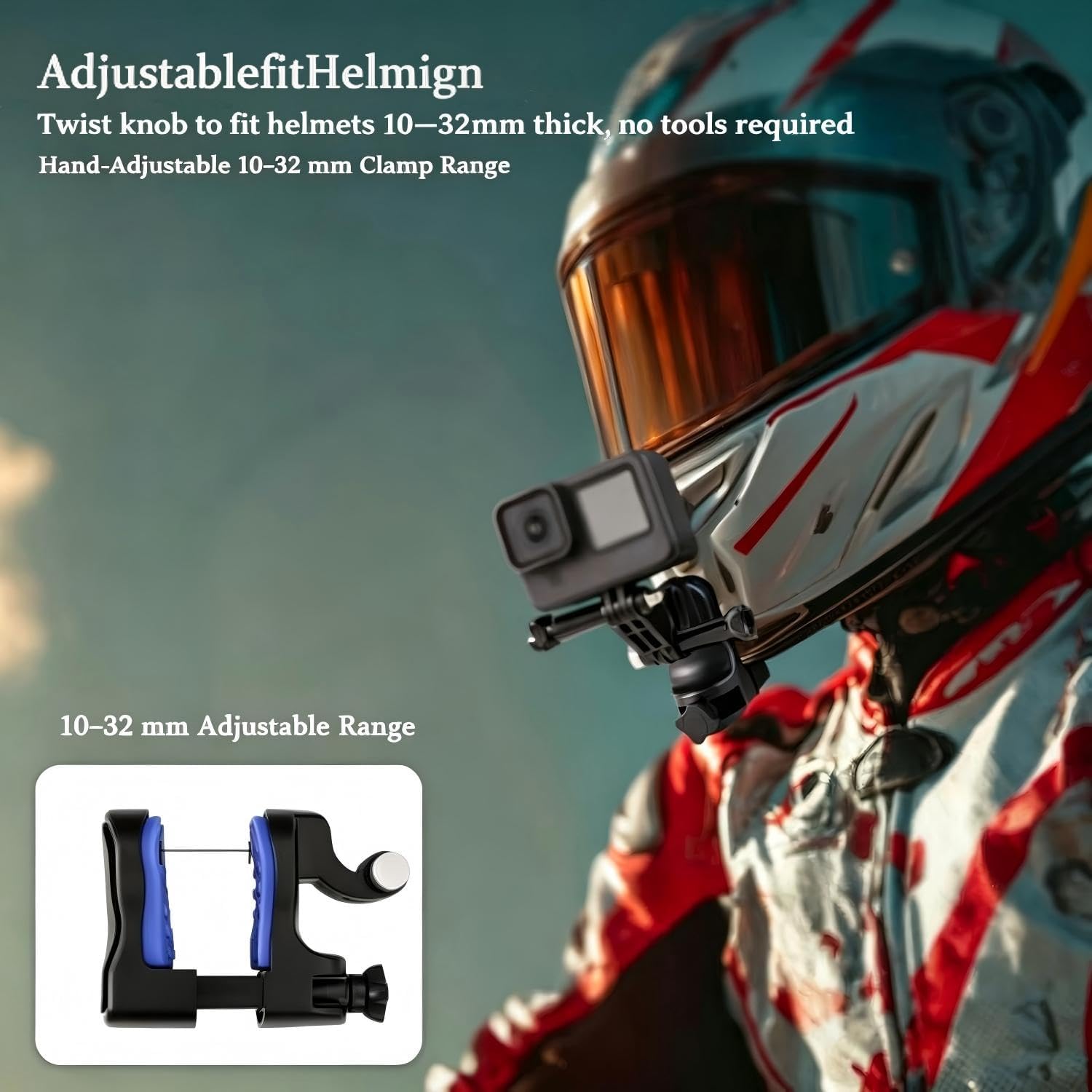 Chin Mount Motorcycle Helmet for HJC CS-R3 2019–2026 | Adjustable Without Tools, 270° Bidirectional Rotation, Anti-slip Textured Silicone Pad.
