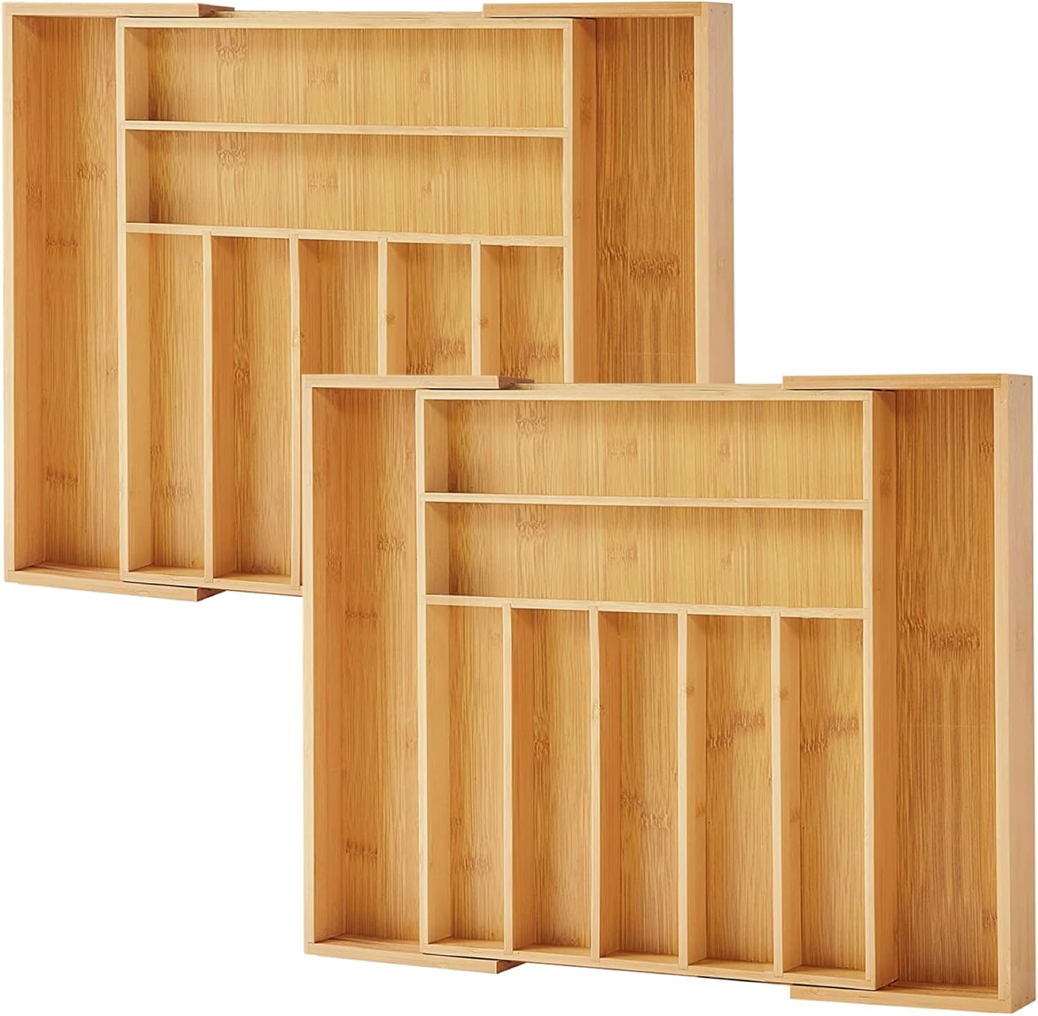 Purawood Kitchen Drawer Organizer - Expandable Utensil Drawer Organizer for Kitchen, Cutlery Tray & Silverware Organizer