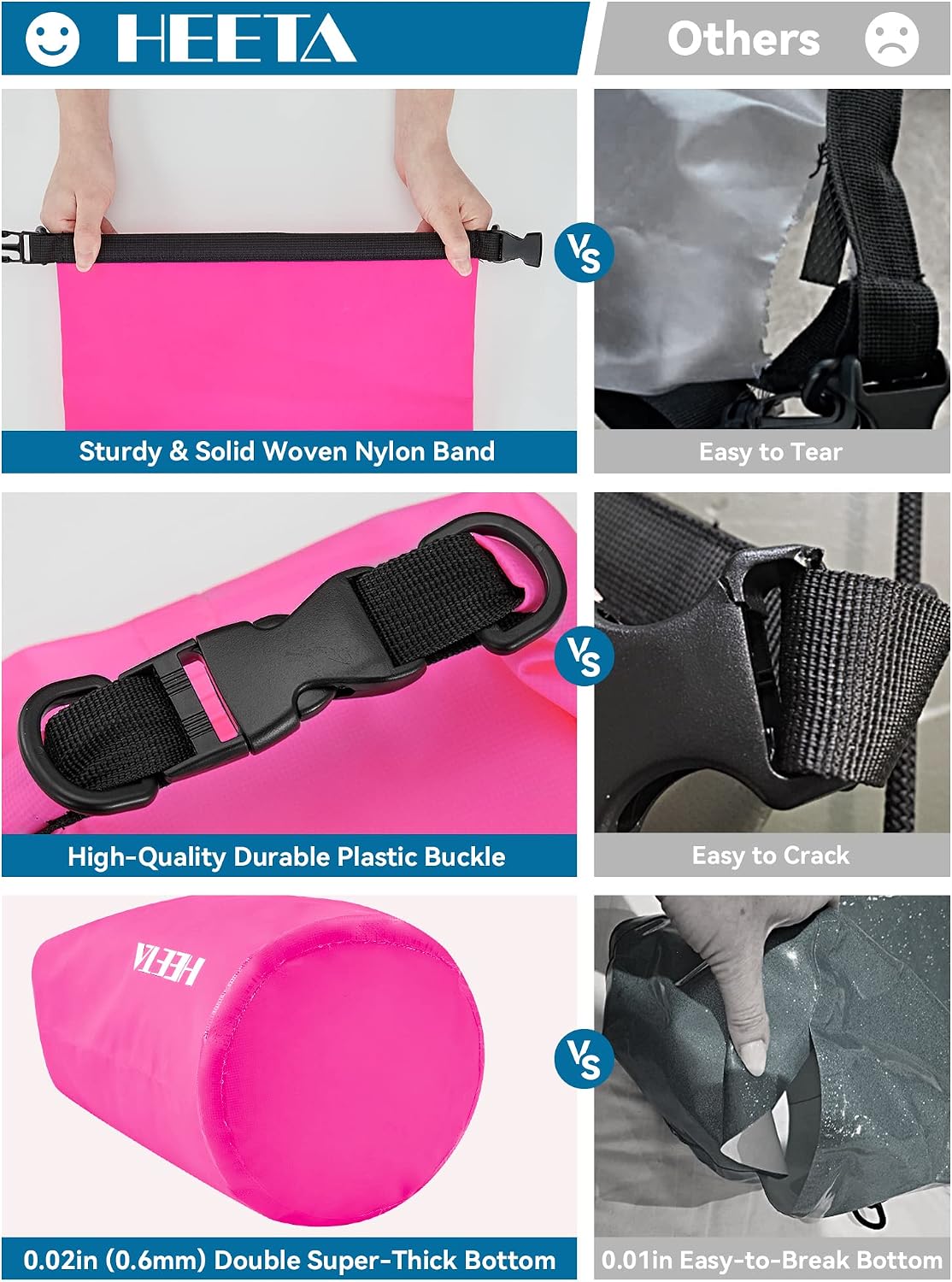 HEETA Waterproof Dry Bag Backpack with Emergency Whistle 5L/10L/20L/30L/40L