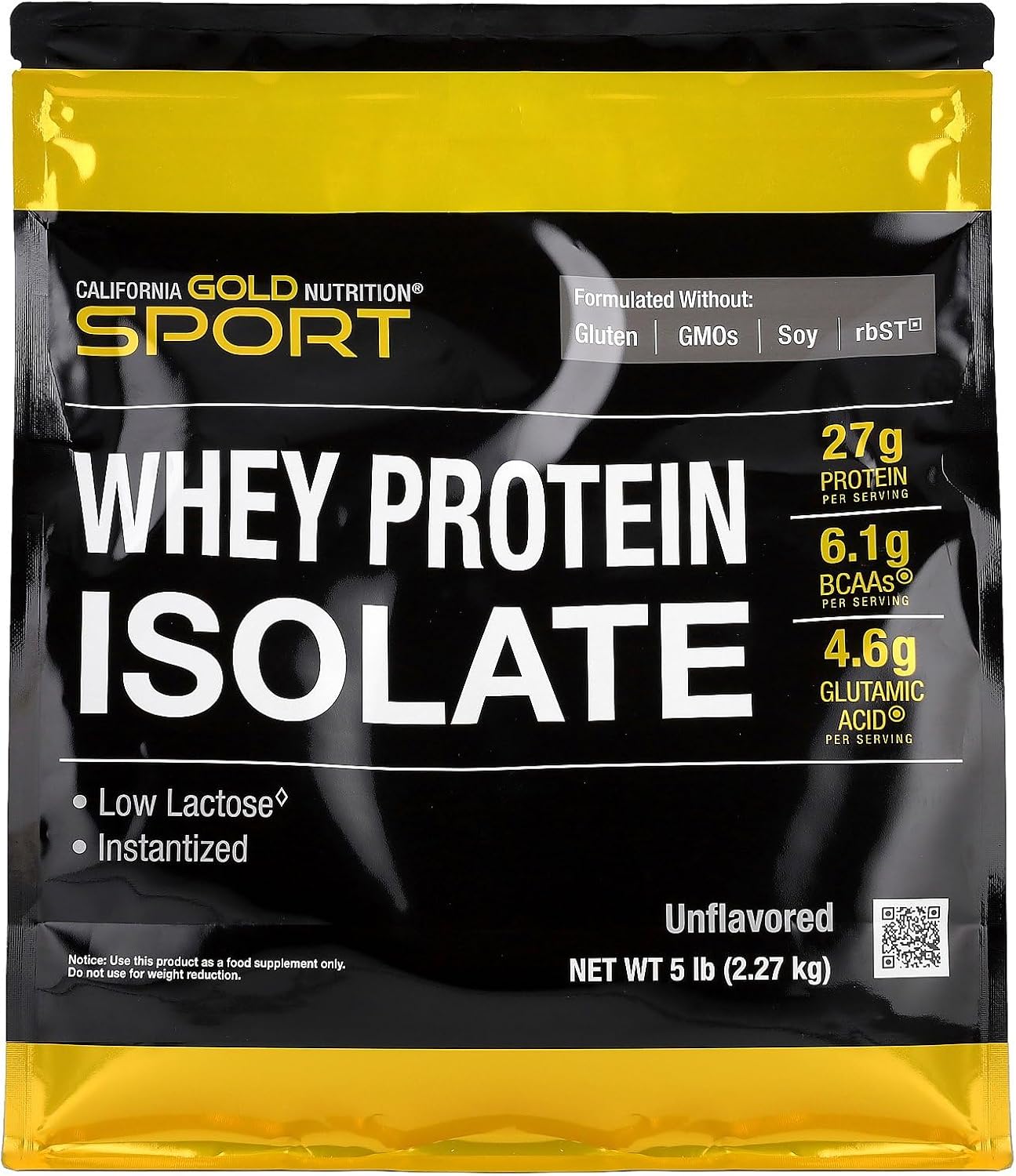 California Gold Nutrition Sport, Whey Protein Isolate, Unflavored, 5 lb (2.27 kg)