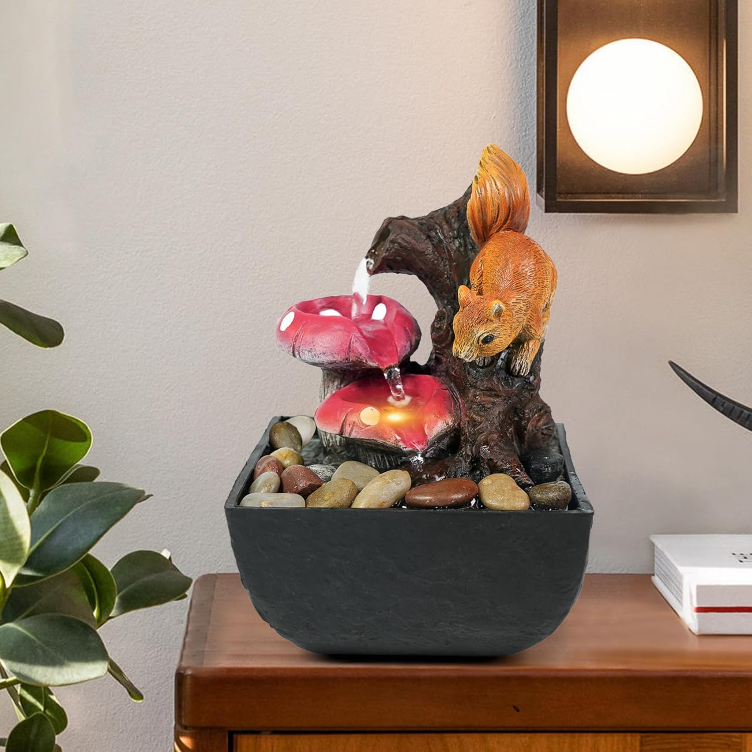 Ferris Island with LED Lights, Resin Tabletop, Small Rockery Fountain | Resin indoor desktop small rockery fountain, suitable for desktop decoration in offices, homes, and bedrooms