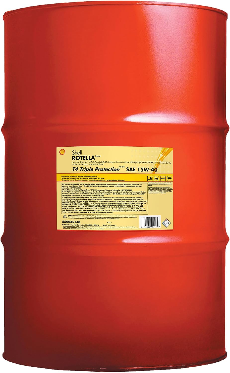 Shell Rotella T4 Triple Protection 15W-40 Diesel Engine Oil, 1 Gallon (3 Pack)