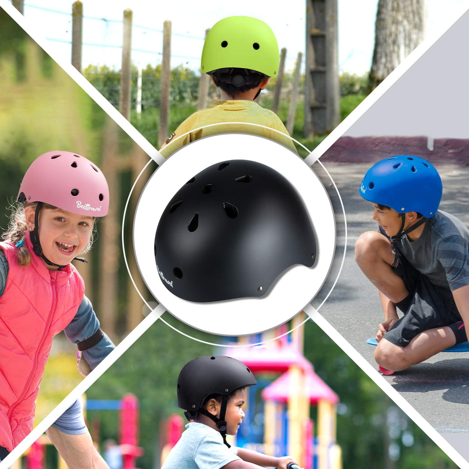 Besttravel Kids Helmet, Toddler Adjustable Kids Ages 3-8 Years Old Boys Girls Multi-Sports Safety