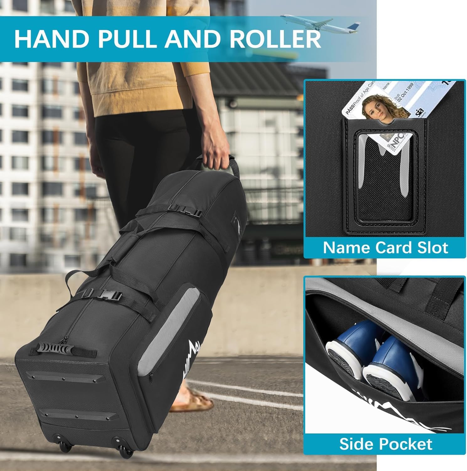 Himal Outdoors Soft-Sided Golf Travel Bag with Wheels, 600D Oxford Fabric | Water-Resistant 600D Oxford, Soft-Sided Design, Rolling Wheels, Excellent Zipper, Universal Fit, Airline Travel