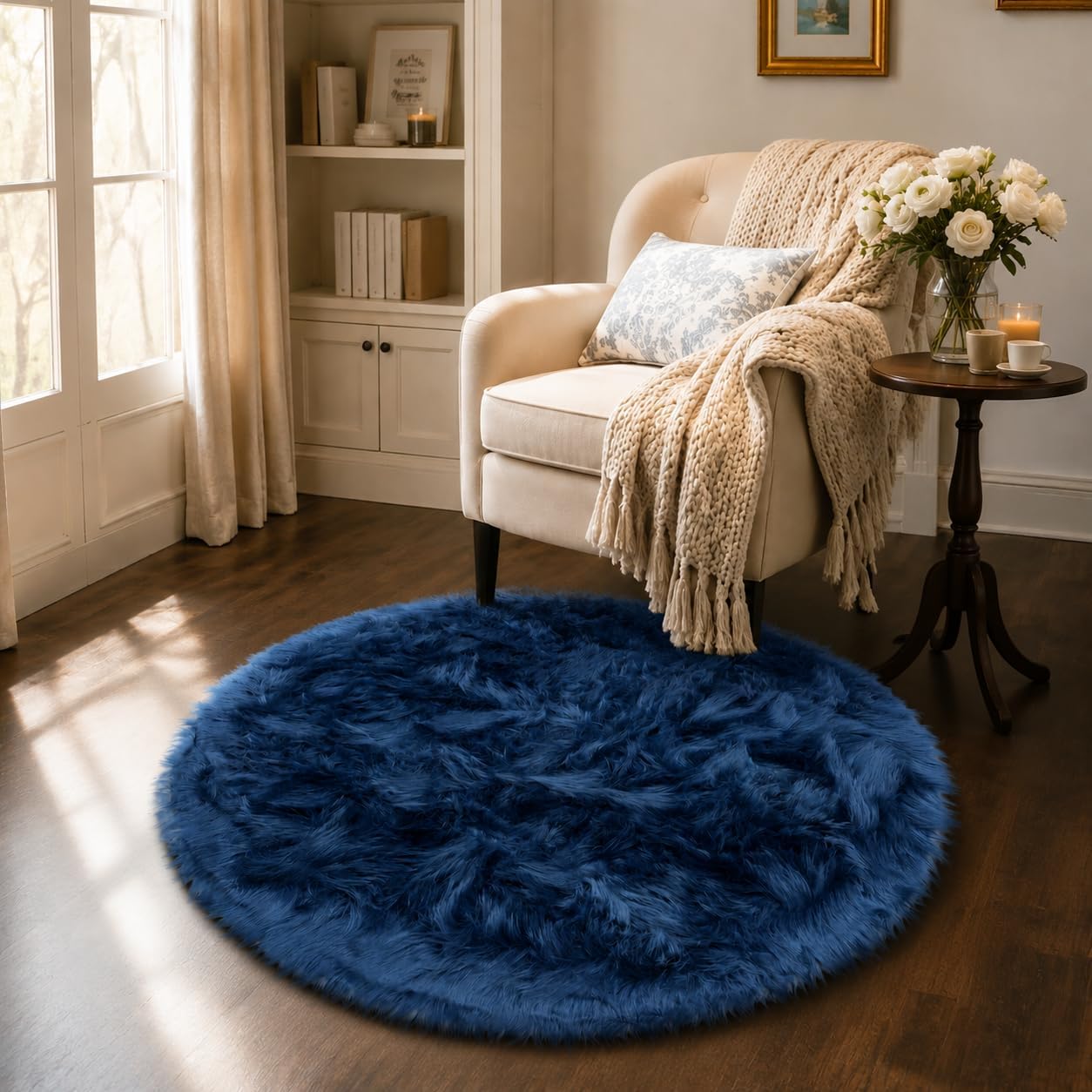 EasyJoy Ultra Soft Fluffy Shaggy Area Rug Faux Fur Rug Chair Cover Seat Pad Fuzzy Area Rug for Bedroom Floor Sofa Living Room (2 x 6 ft Sheepskin
