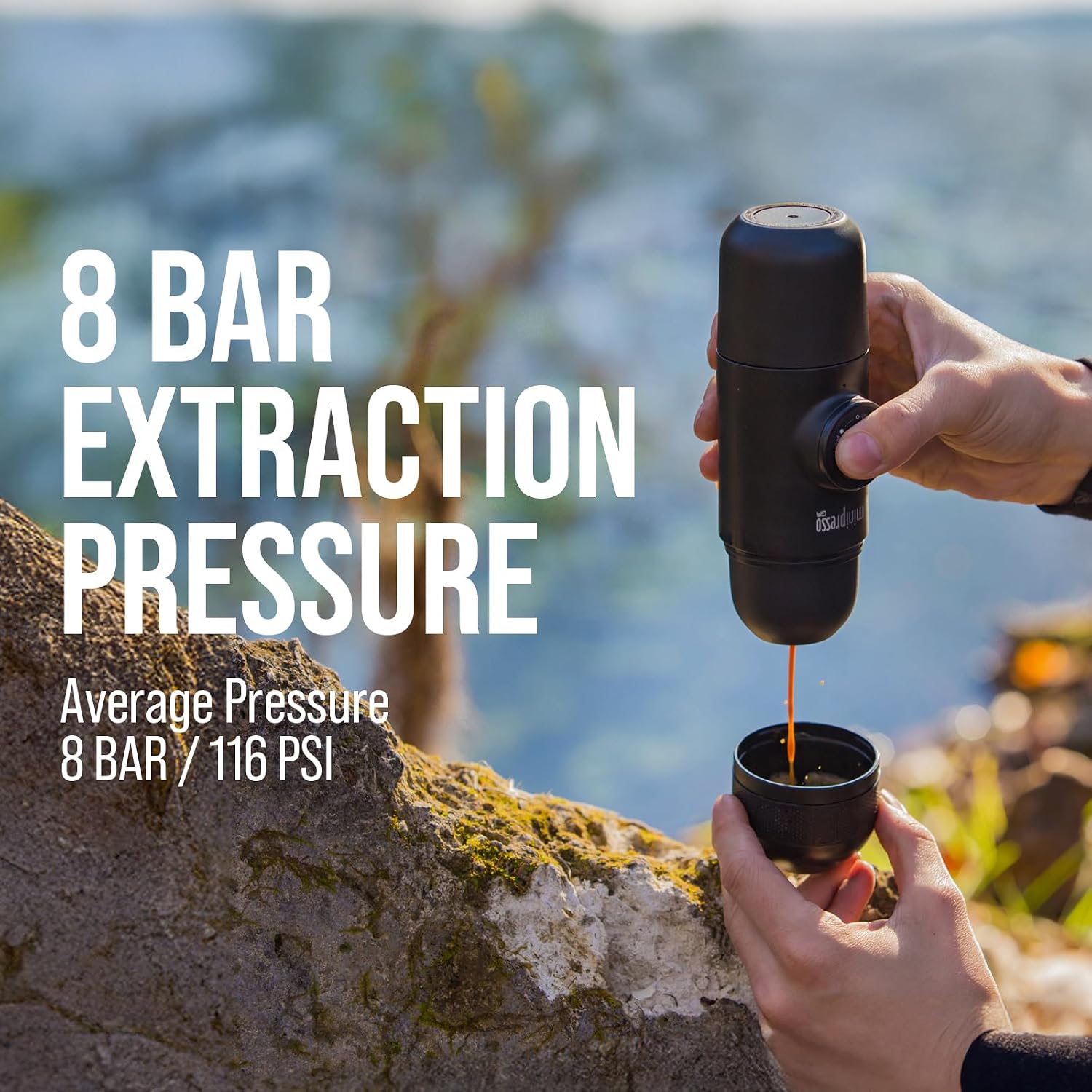 Wacaco Minipresso GR, Portable Espresso Machine, Compatible Ground Coffee, Hand Coffee Maker, Travel Gadgets, Manually Operated, Perfect for Camping, Hiking