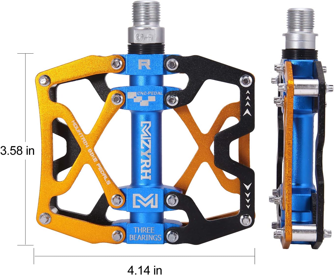 MZYRH Mountain Bike Pedals, Ultra Strong Colorful CNC Machined 9/16" Cycling Sealed 3 Bearing Pedals