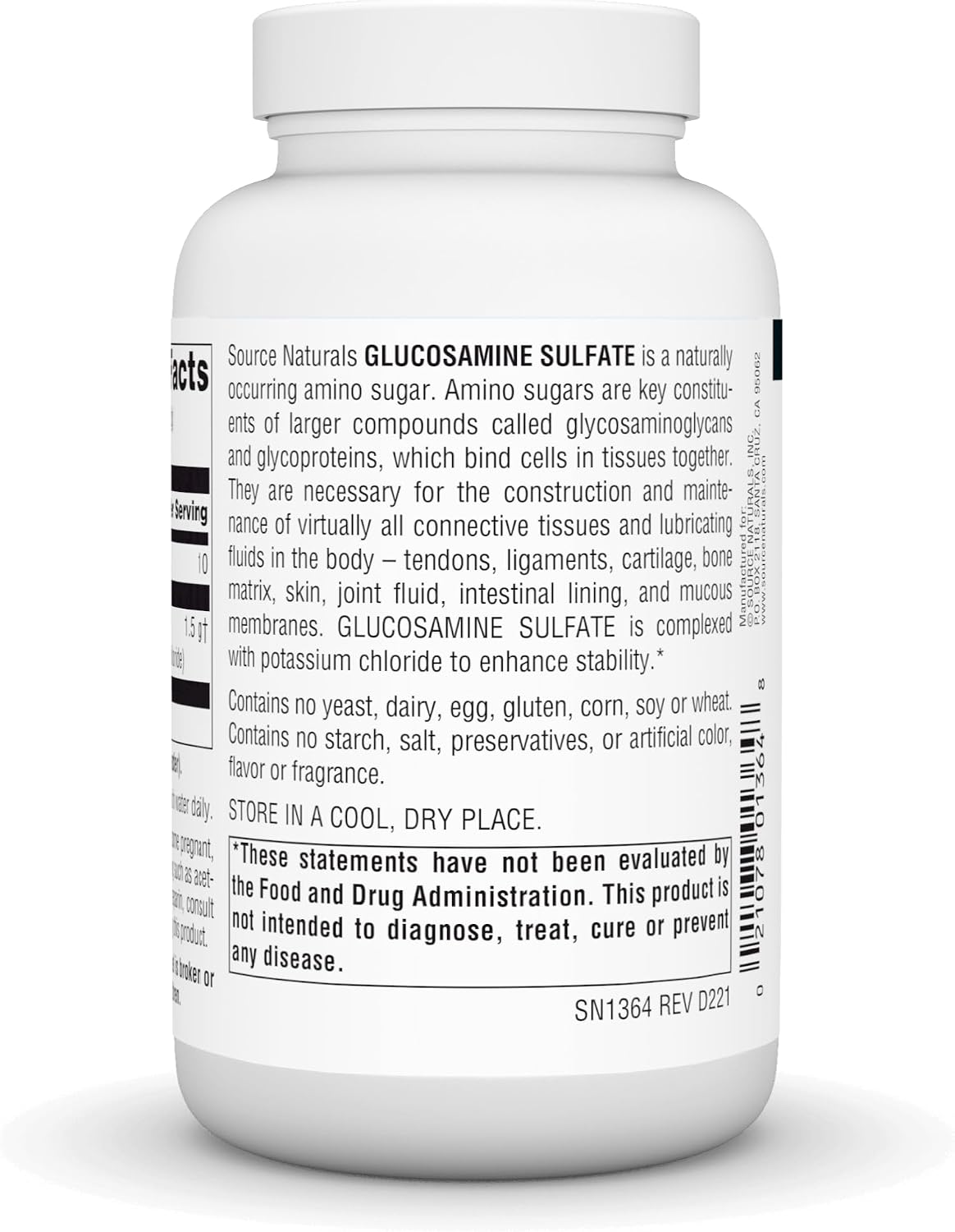 Source Naturals Glucosamine Sulfate, 8 oz Powder | Sodium-Free Powder For Joint Support*