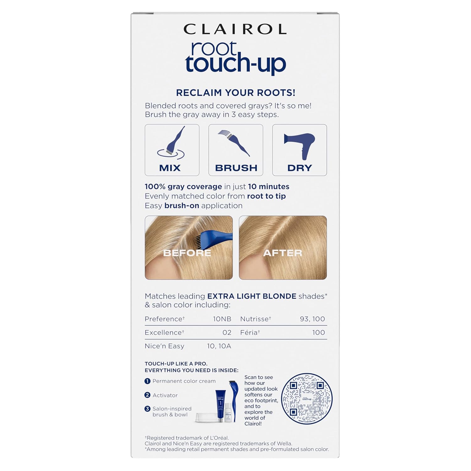 Clairol Root Touch Up Permanent Hair Dye, 6 Light Brown, Pack of 2