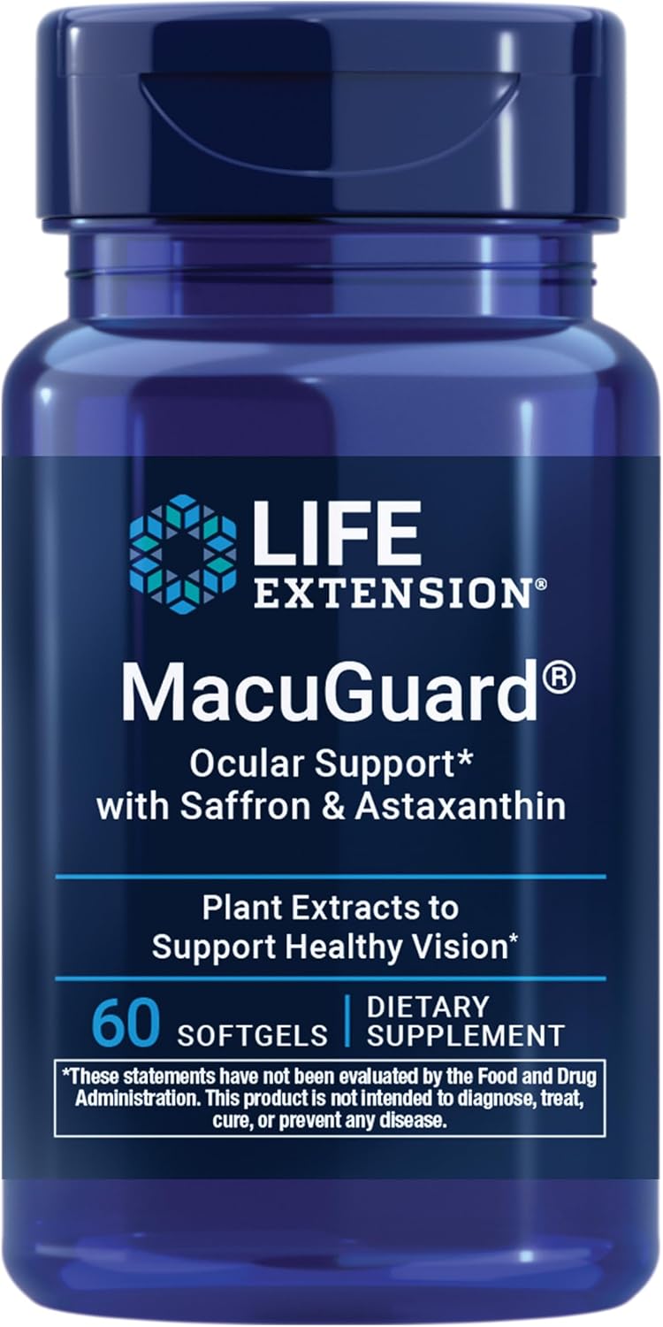 Life Extension MacuGuard Ocular Support with Saffron & Astaxanthin – Eye Health Supplement for Healthy Vision – with Lutein, zeaxanthin