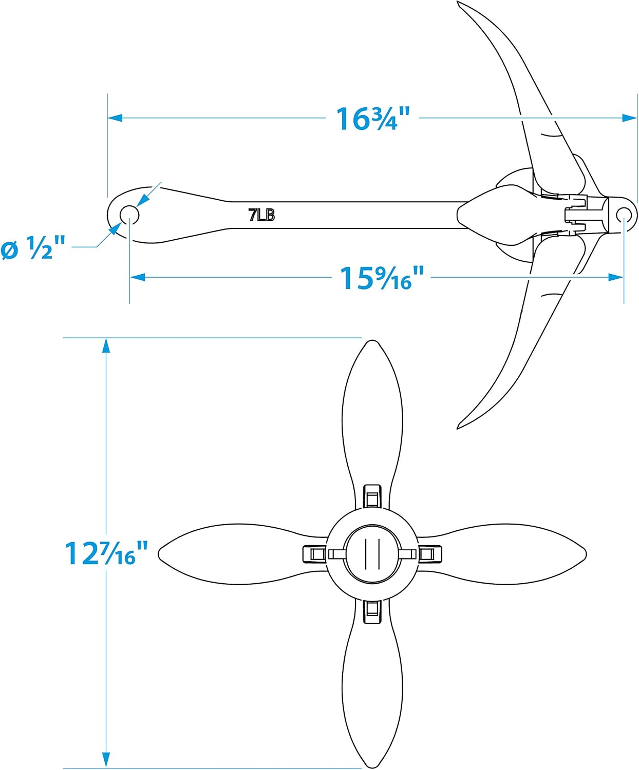 Seachoice Folding Grapnel Anchor – For Small Craft and Dinghies – Multiple Sizes