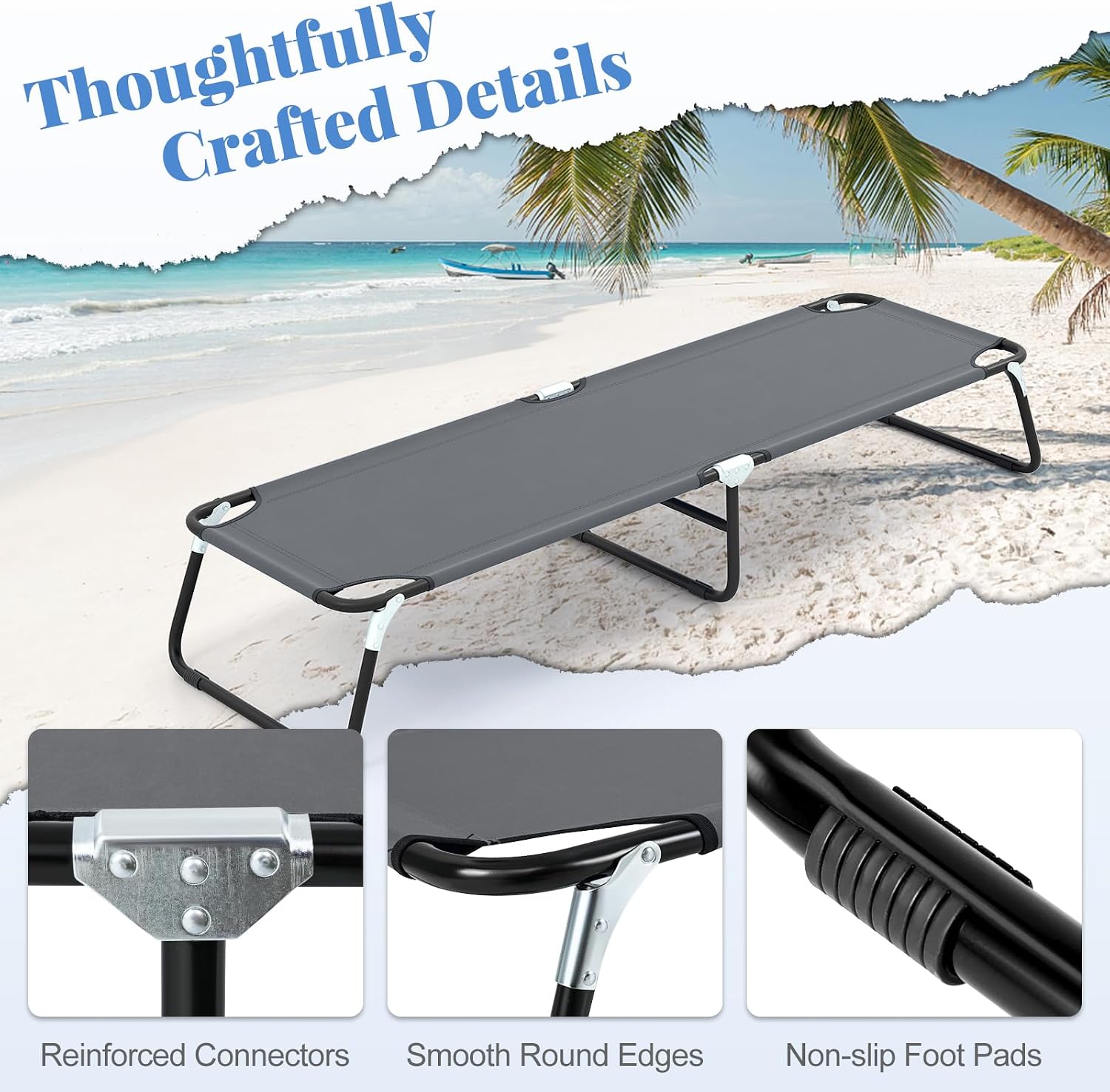Goplus Folding Camping Cot, Sleeping Cots for Adults Kids