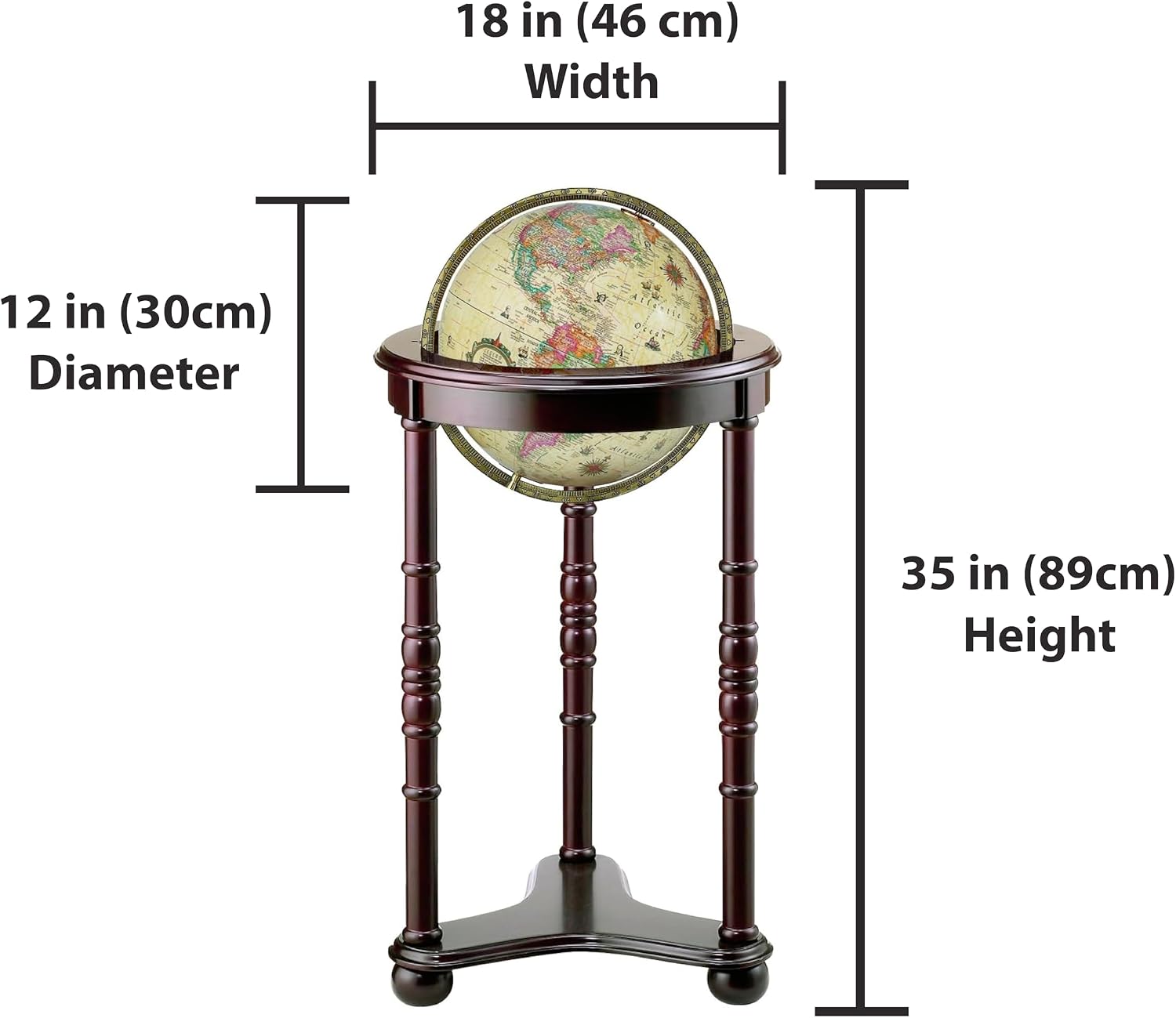 Replogle Globes Lancaster Illuminated Globe, Antique Ocean, 12-Inch Diameter