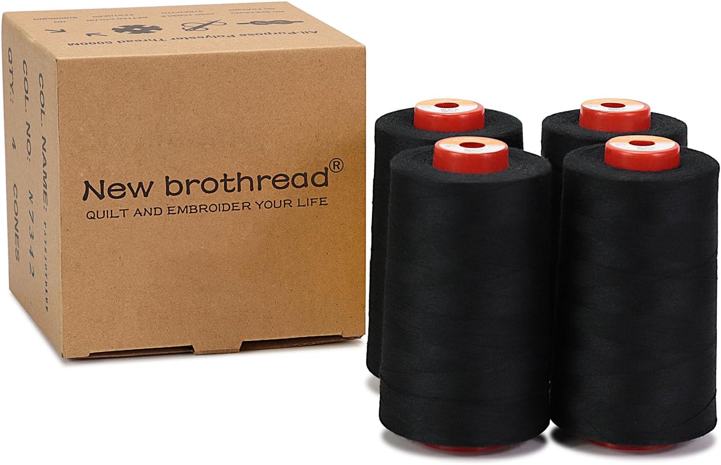 New brothread 4 Large Cones All Purpose Polyester Thread -Cream